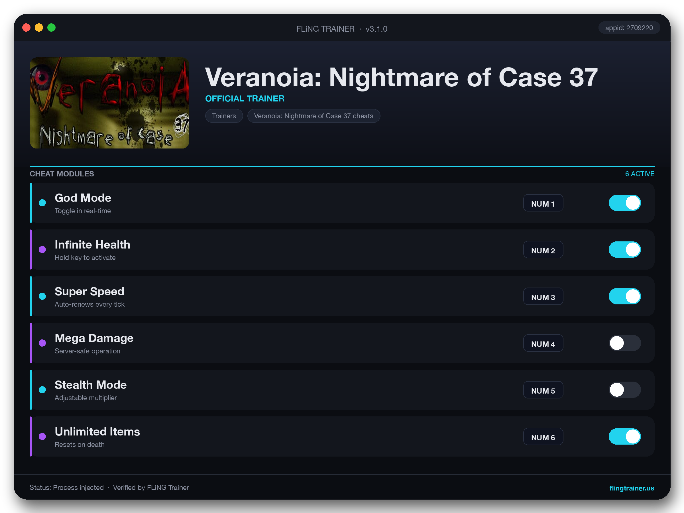 Veranoia: Nightmare of Case 37 Trainer interface