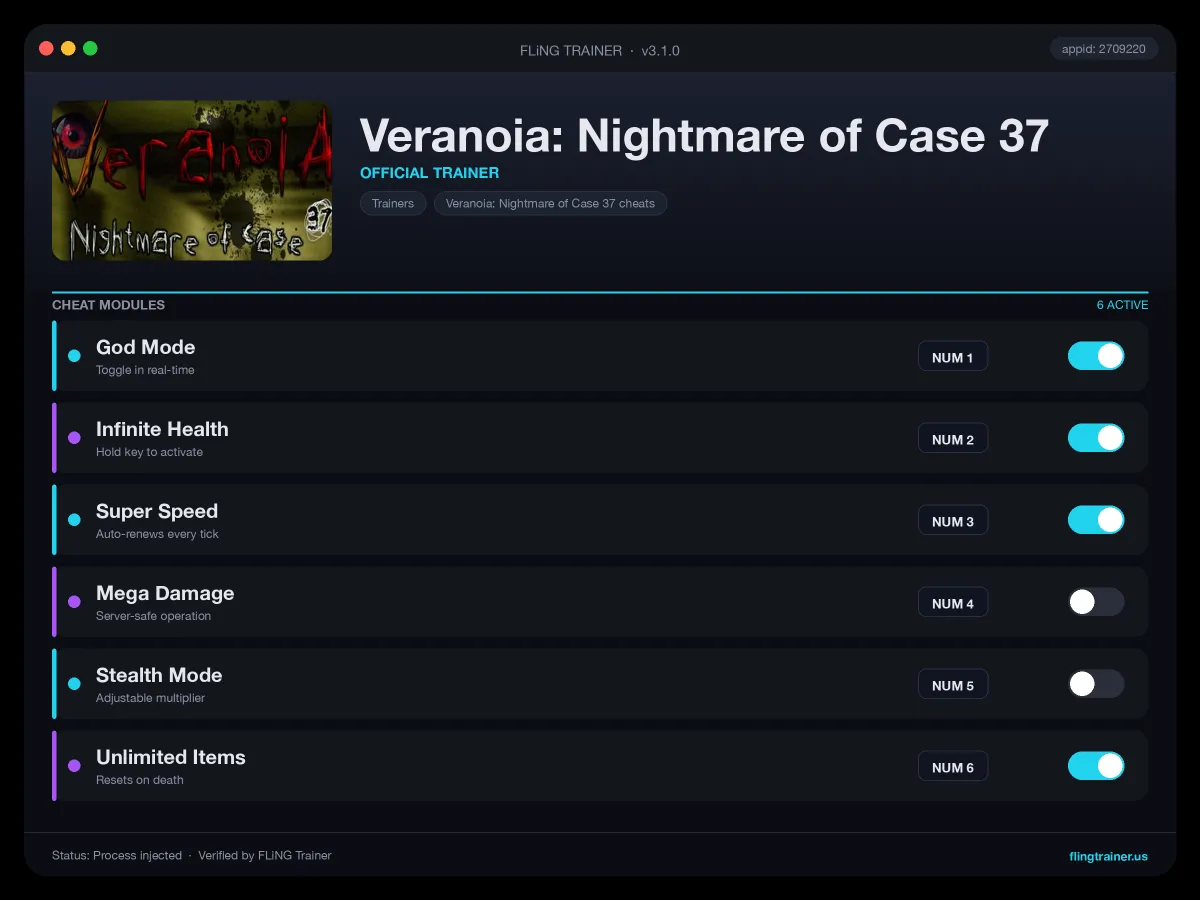 Veranoia: Nightmare of Case 37 Trainer interface