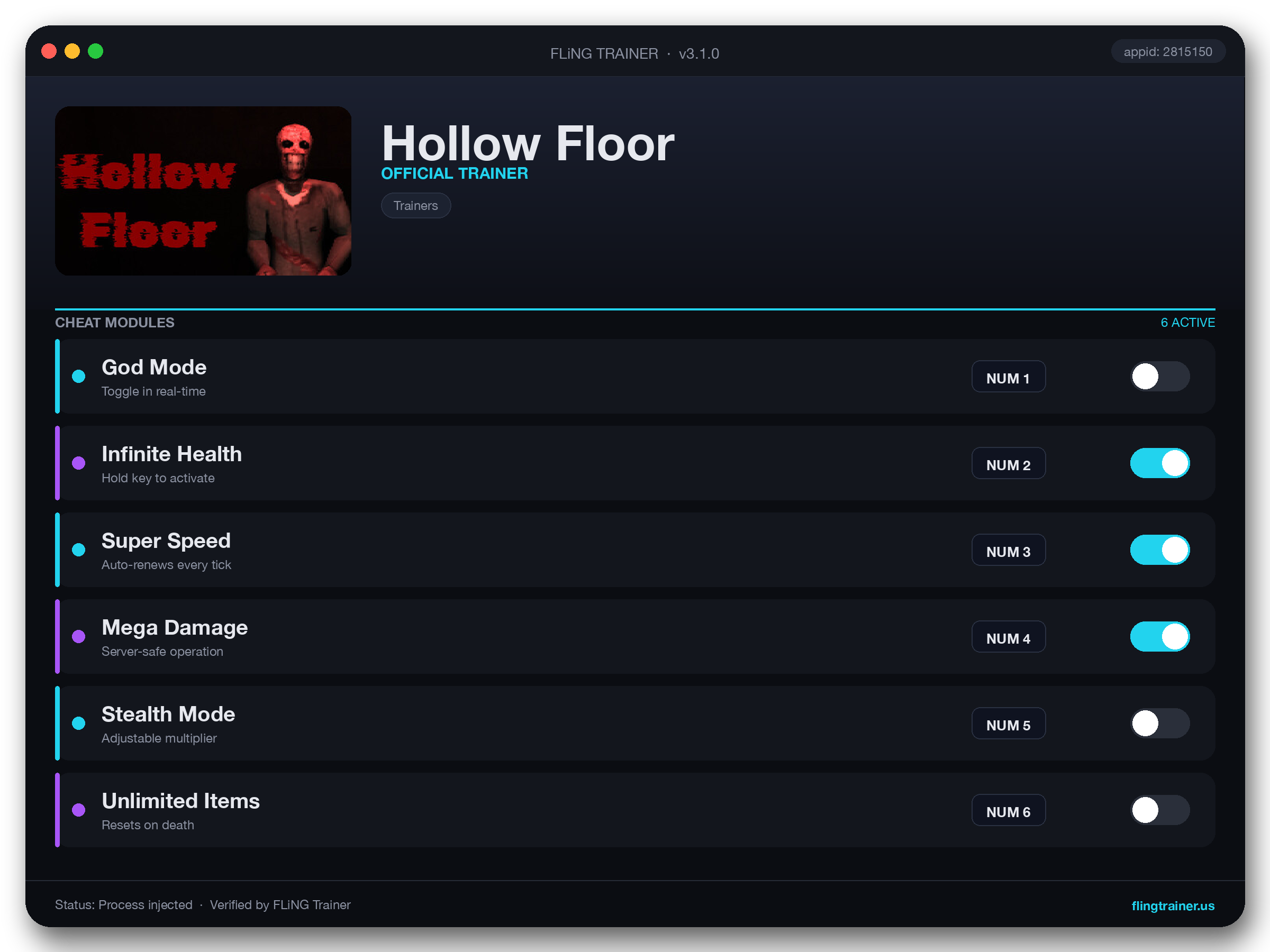 Hollow Floor Trainer interface