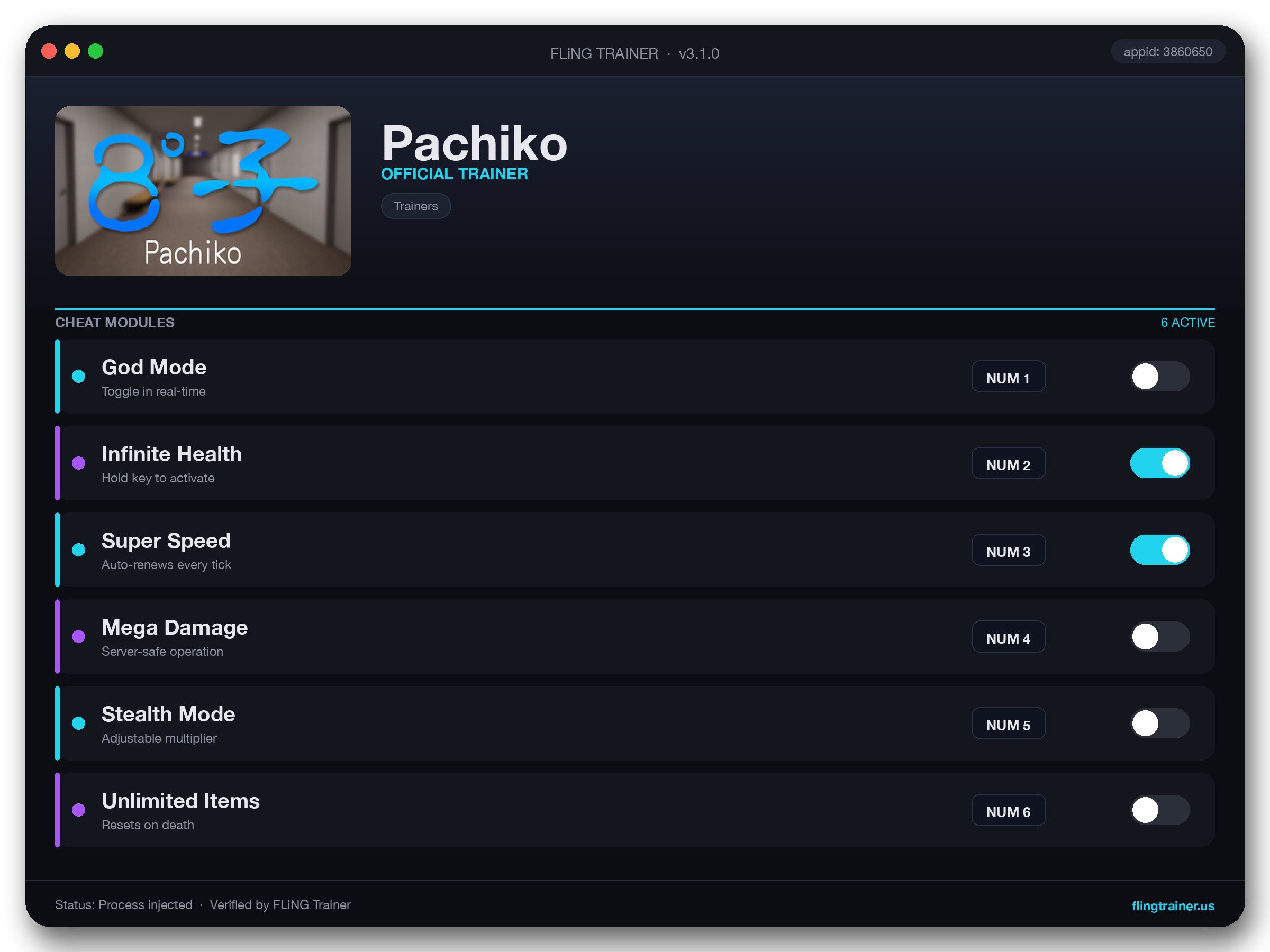 Pachiko Trainer interface