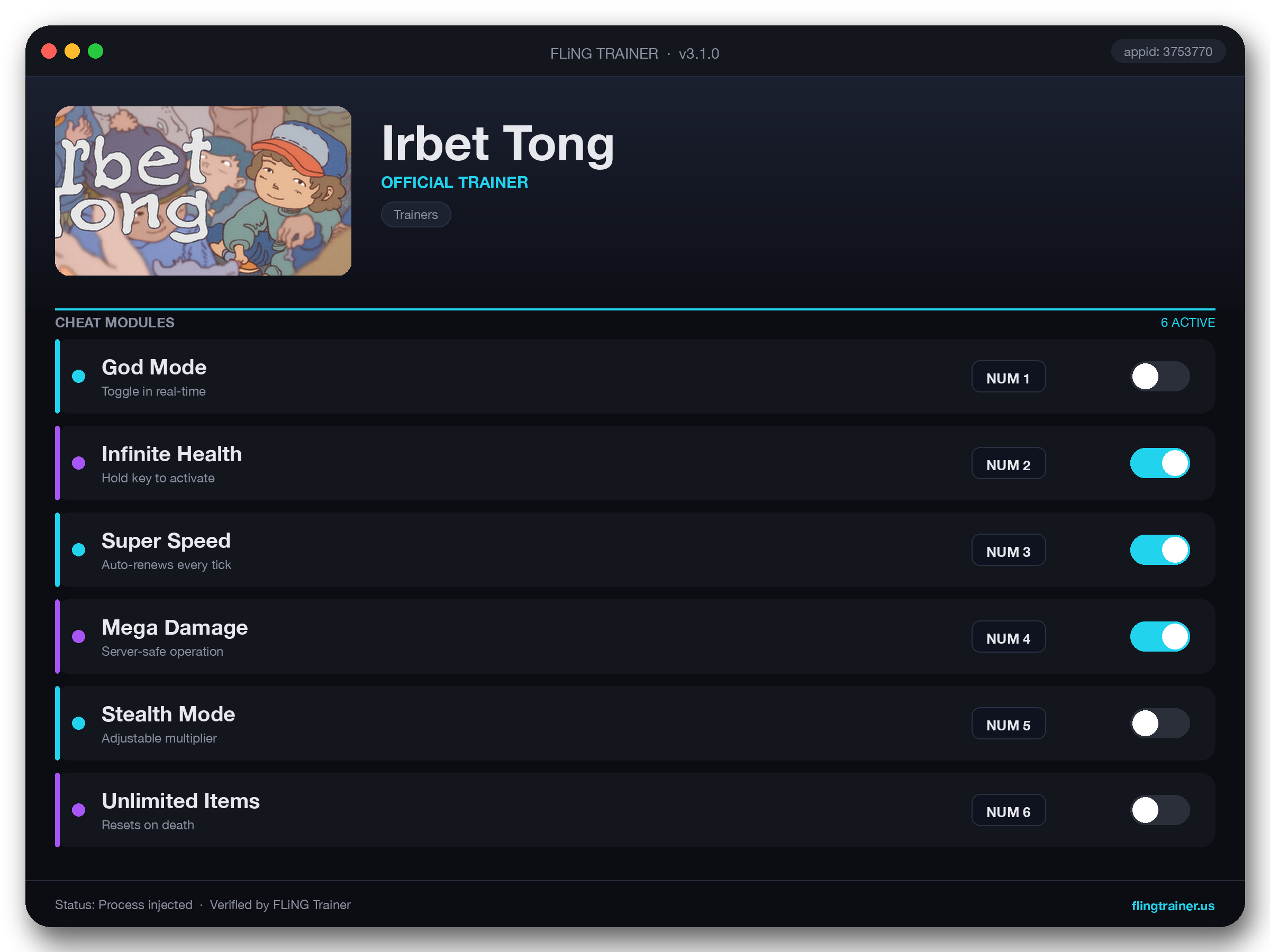 Irbet Tong Trainer interface