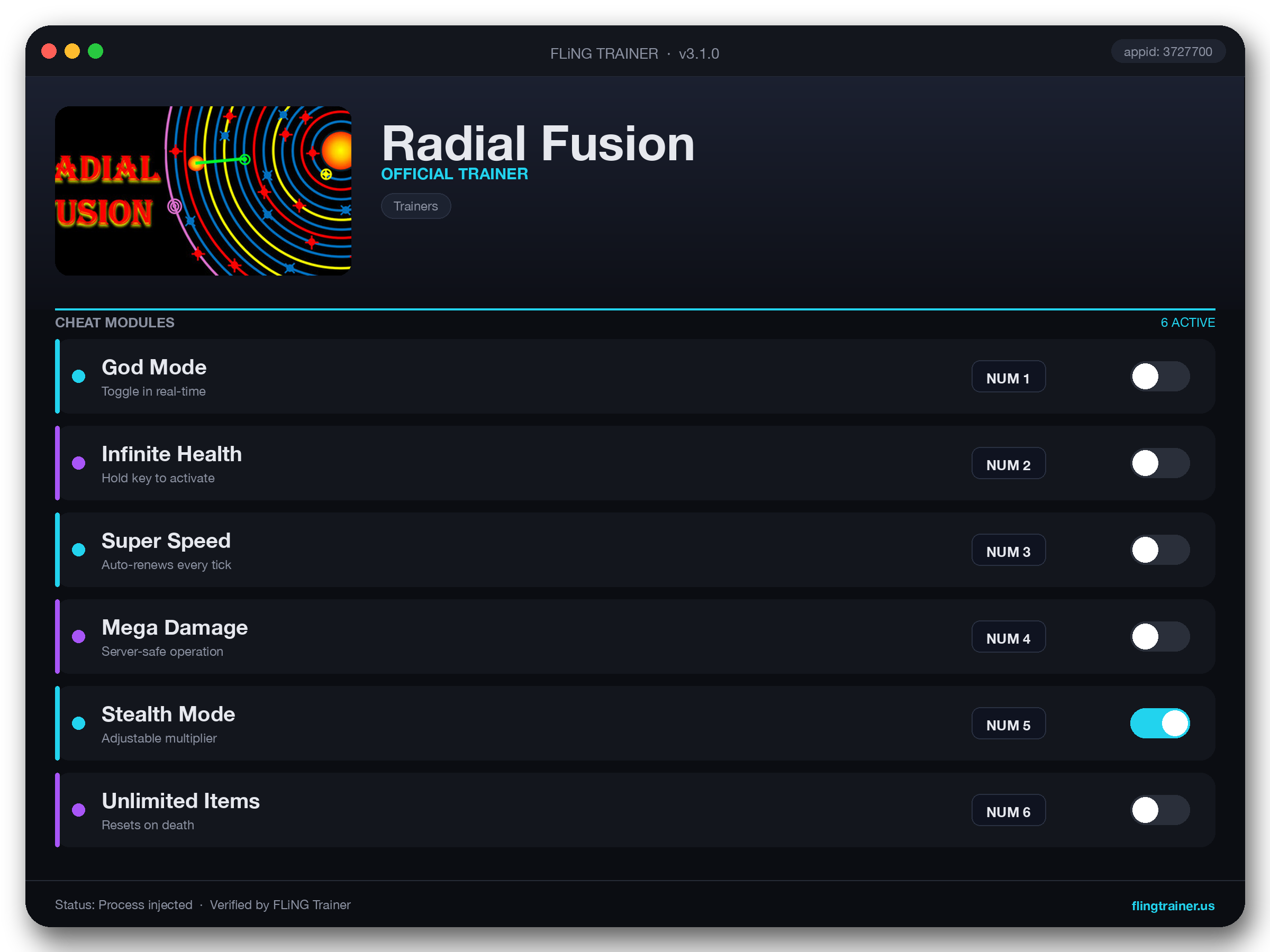Radial Fusion Trainer interface