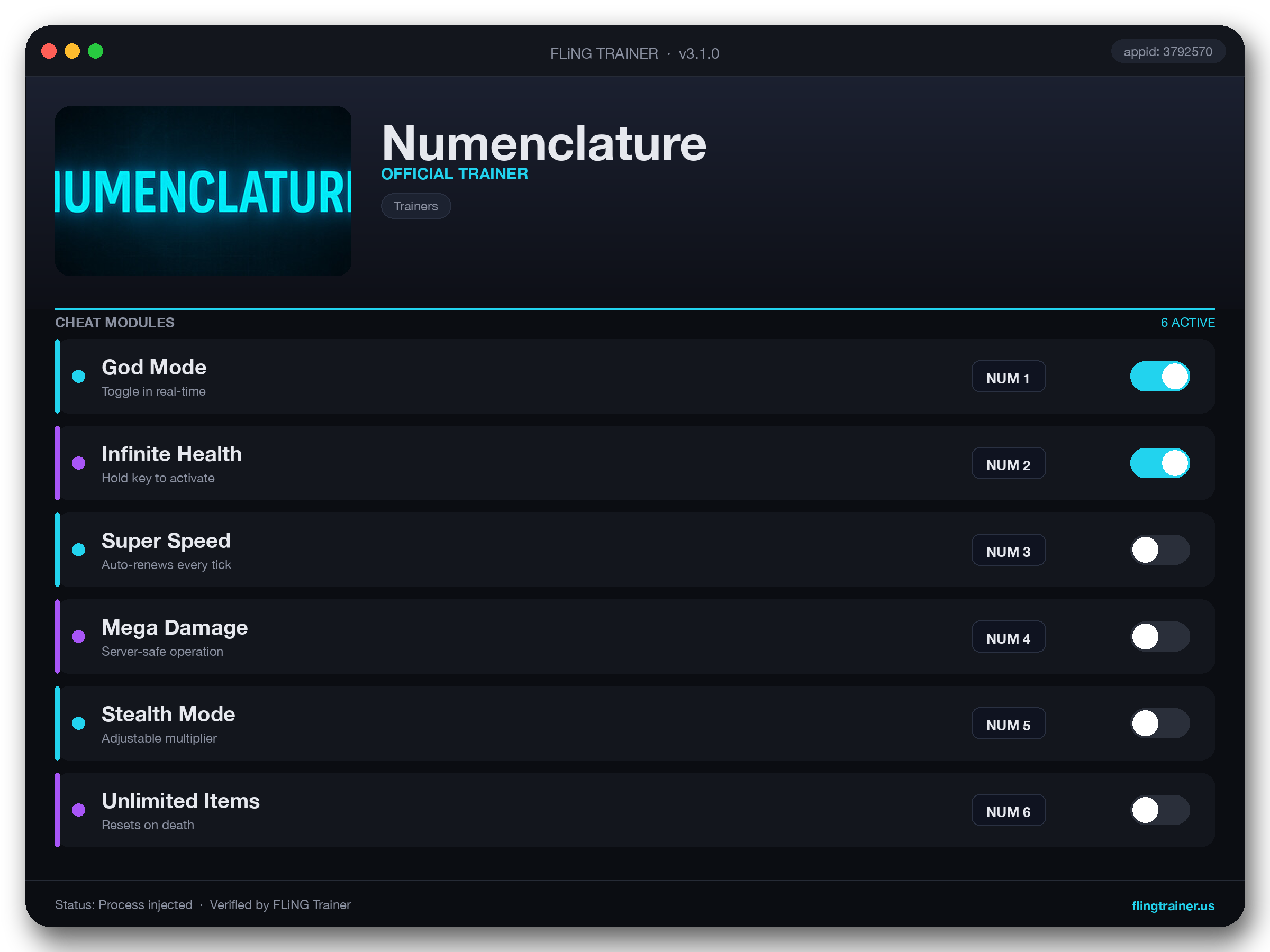 Numenclature Trainer interface