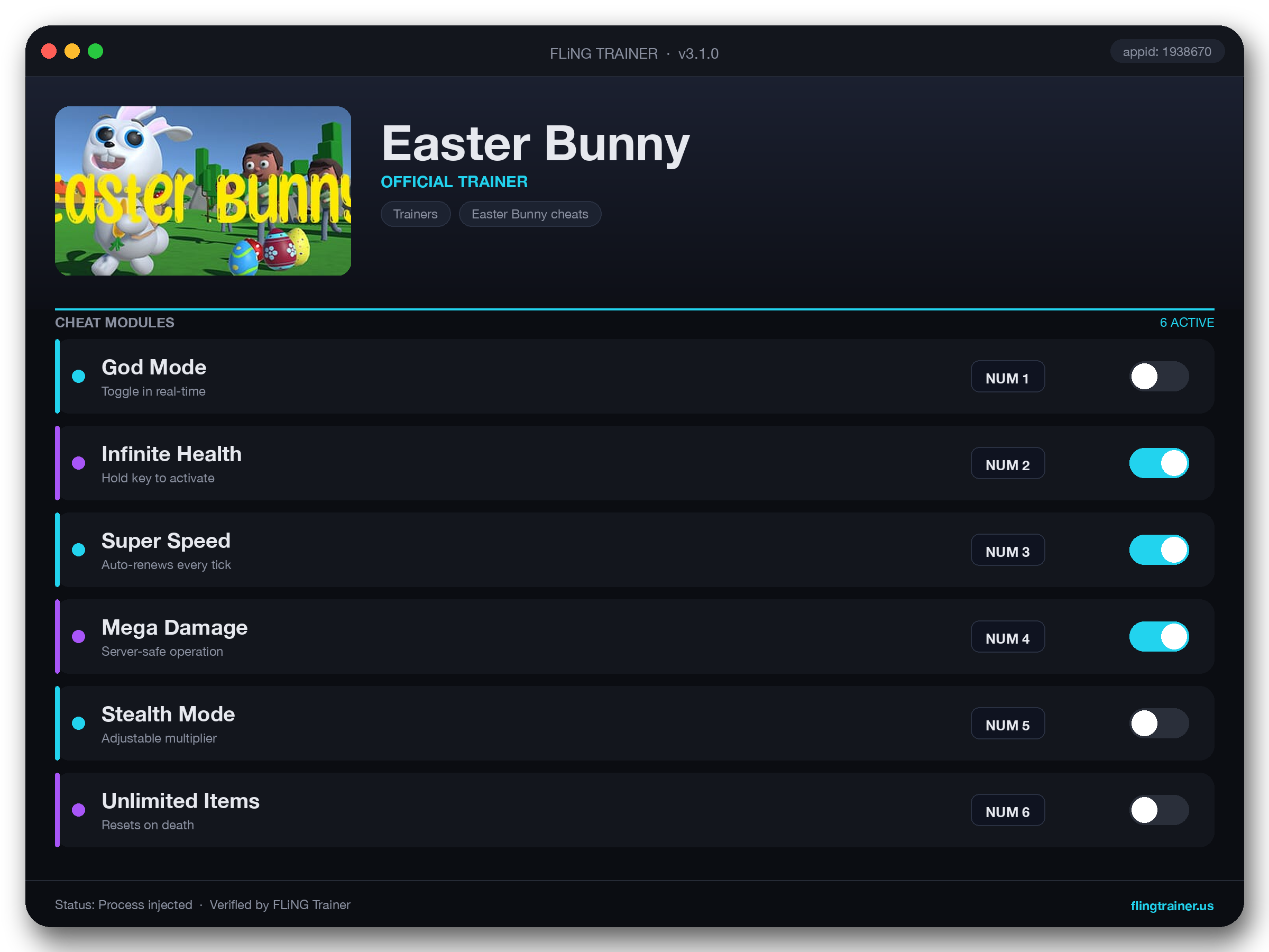 Easter Bunny Trainer interface