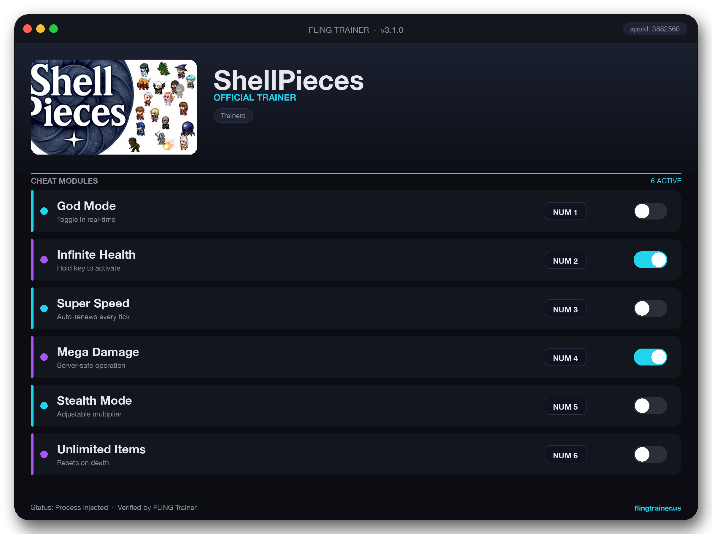 ShellPieces Trainer interface