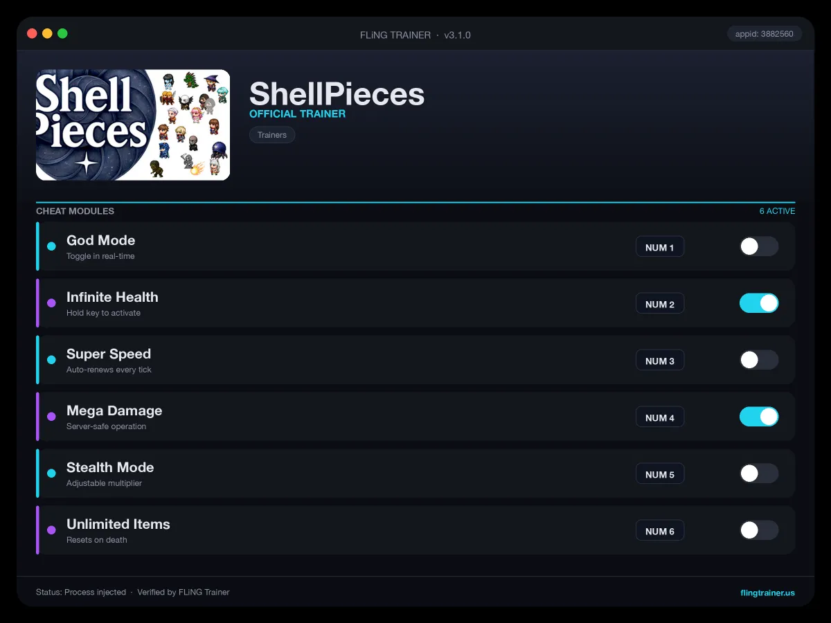 ShellPieces Trainer interface