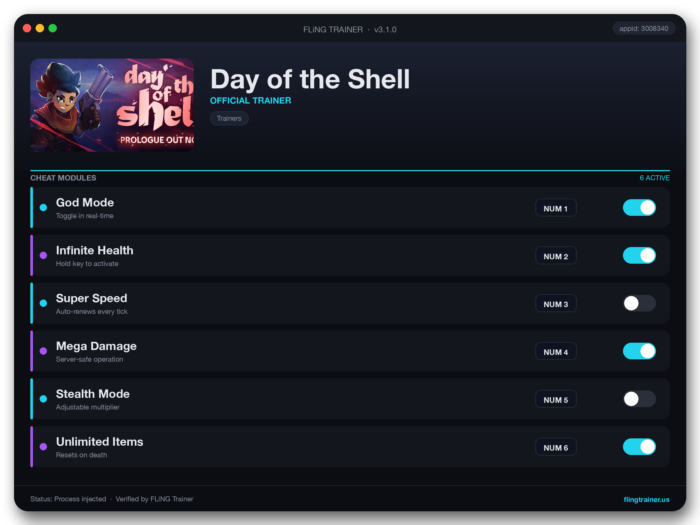 Day of the Shell Trainer interface