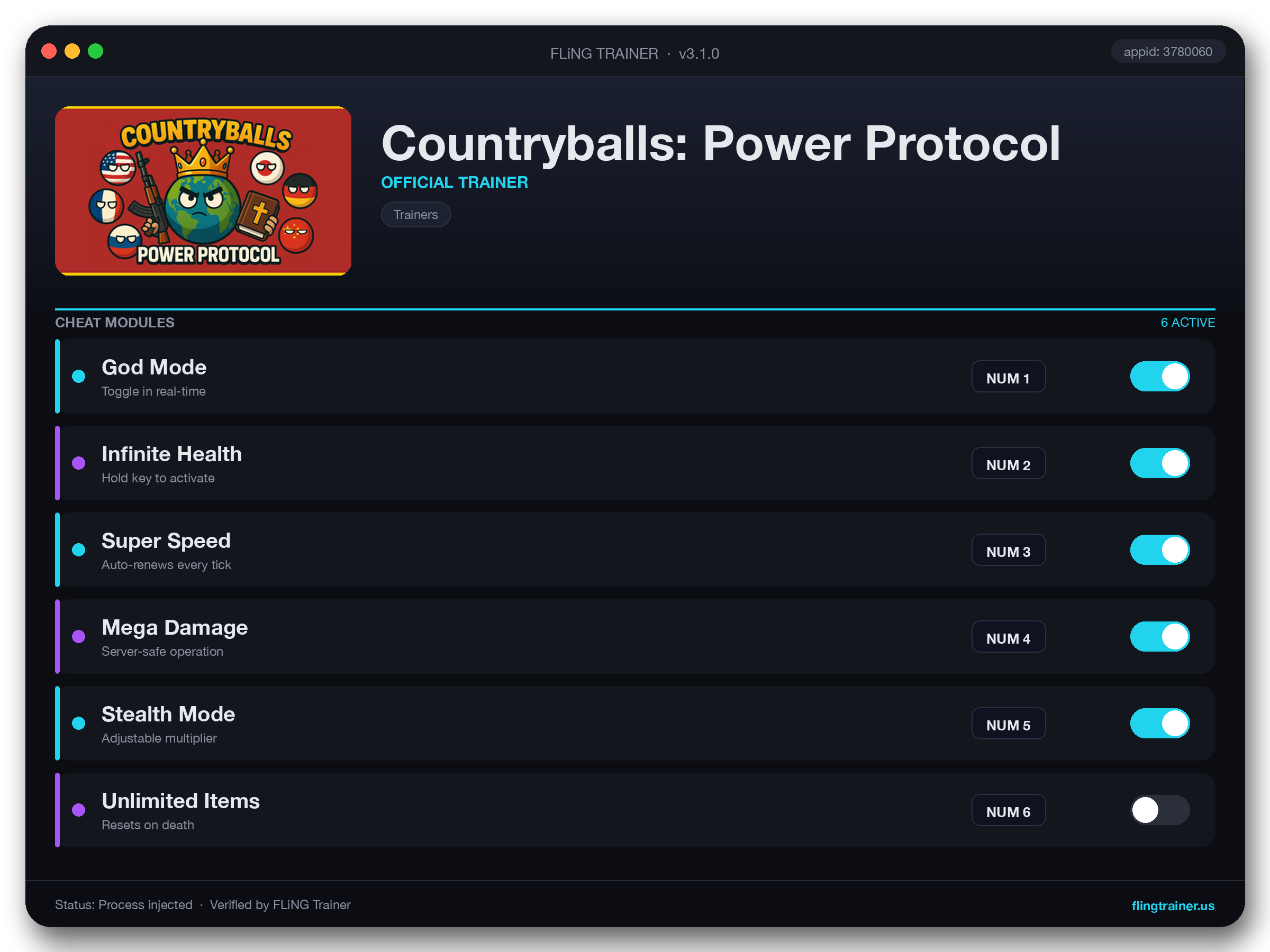 Countryballs: Power Protocol Trainer interface