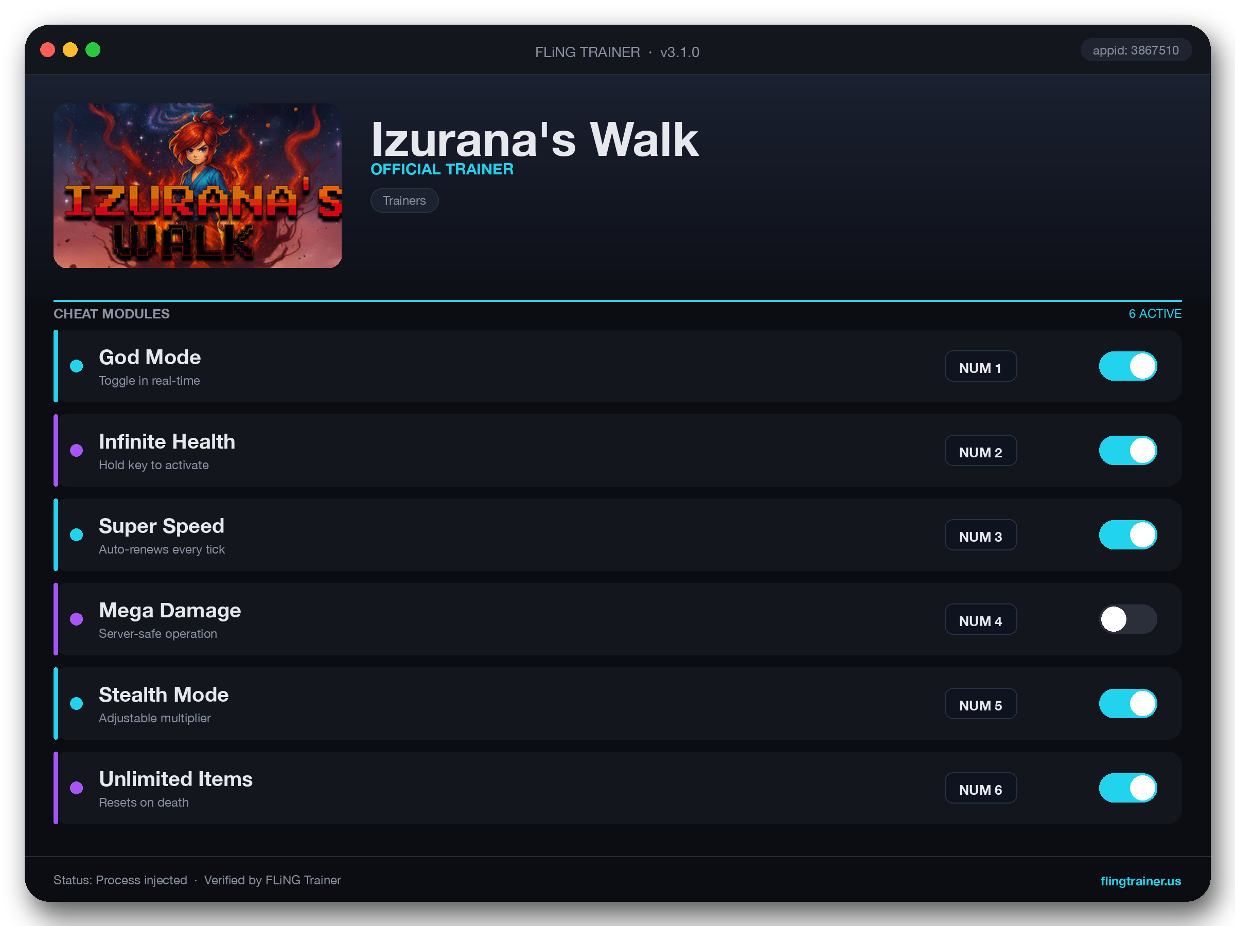 Izurana's Walk Trainer interface