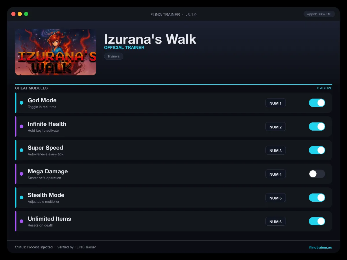Izurana's Walk Trainer interface