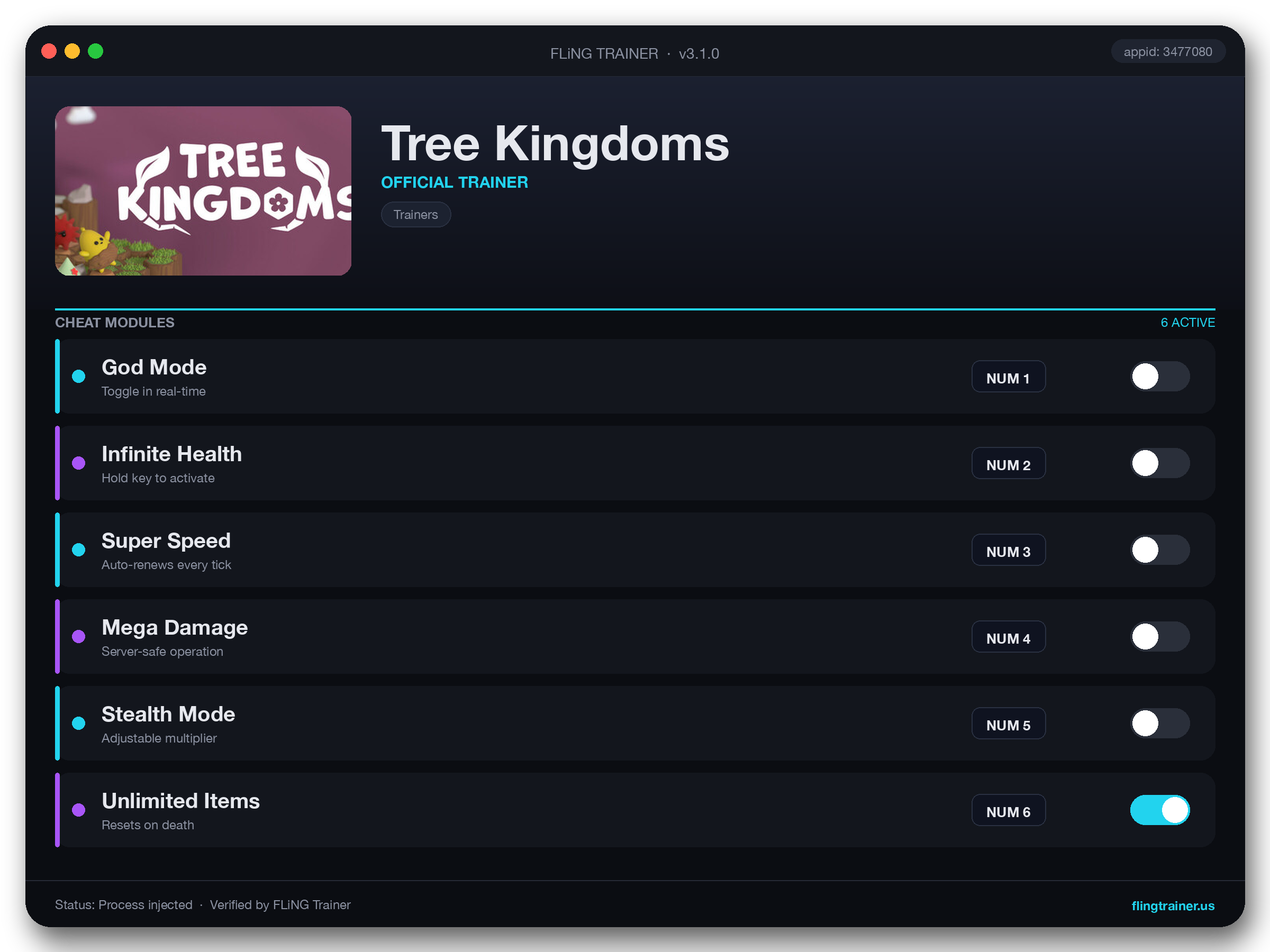Tree Kingdoms Trainer interface
