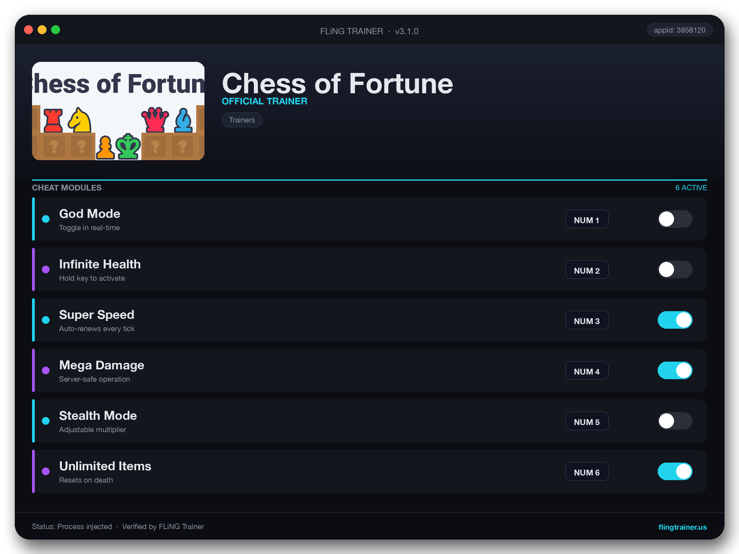 Chess of Fortune Trainer interface