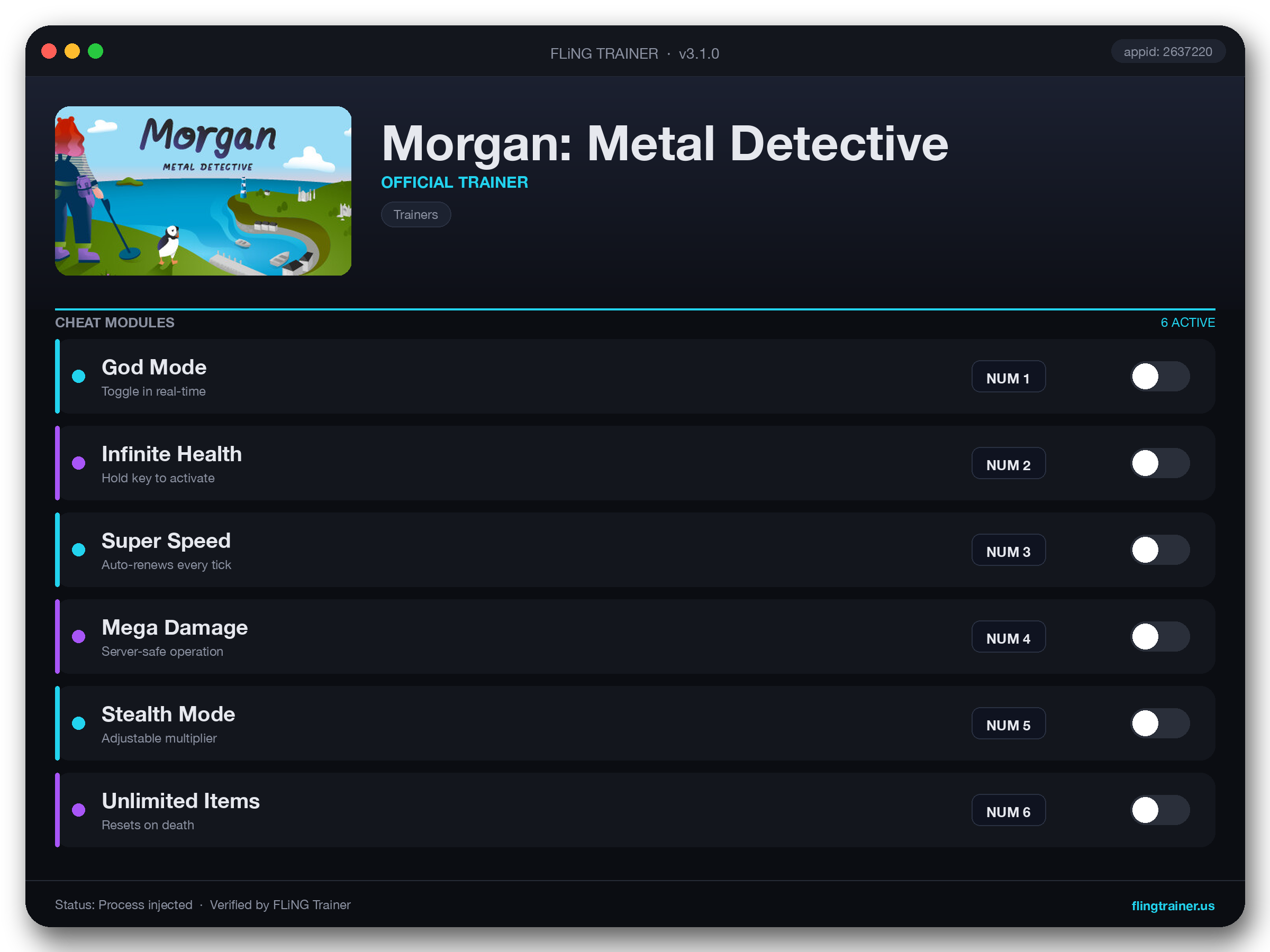 Morgan: Metal Detective Trainer interface