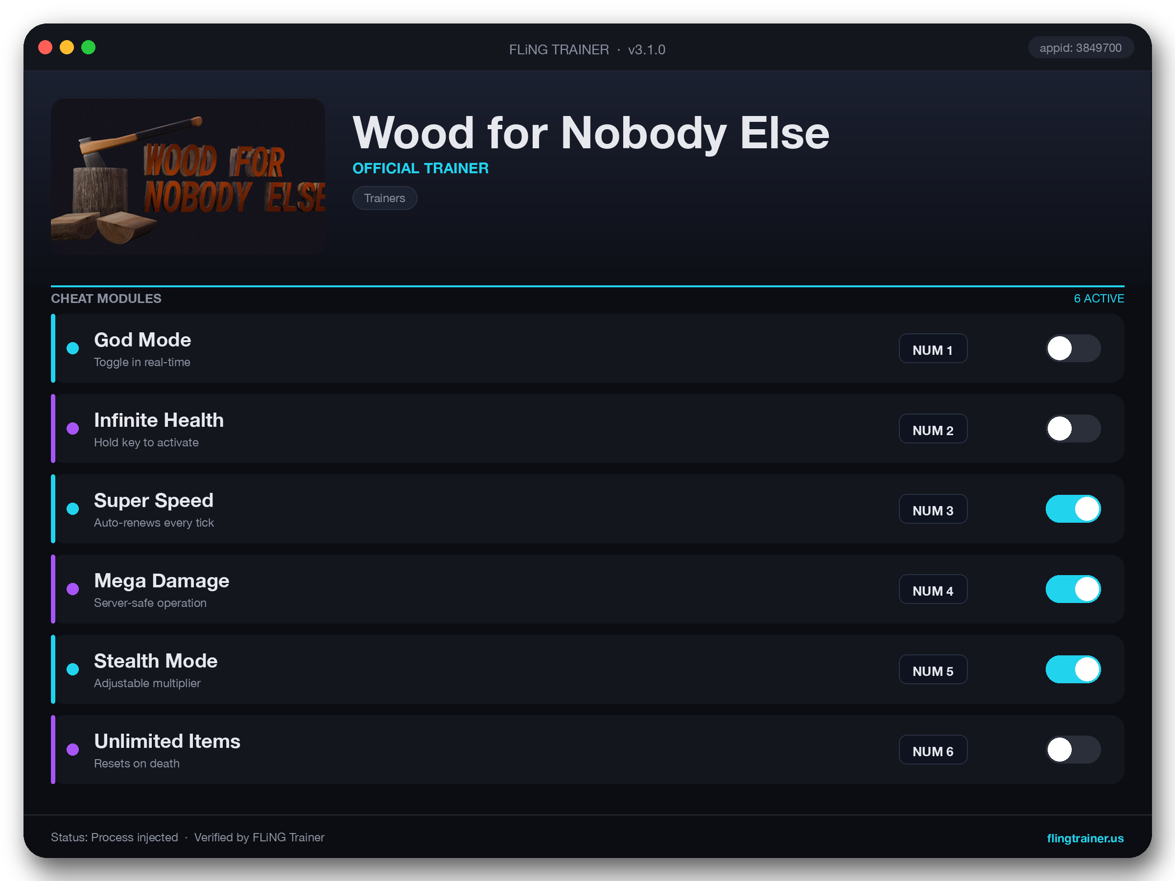 Wood for Nobody Else Trainer interface