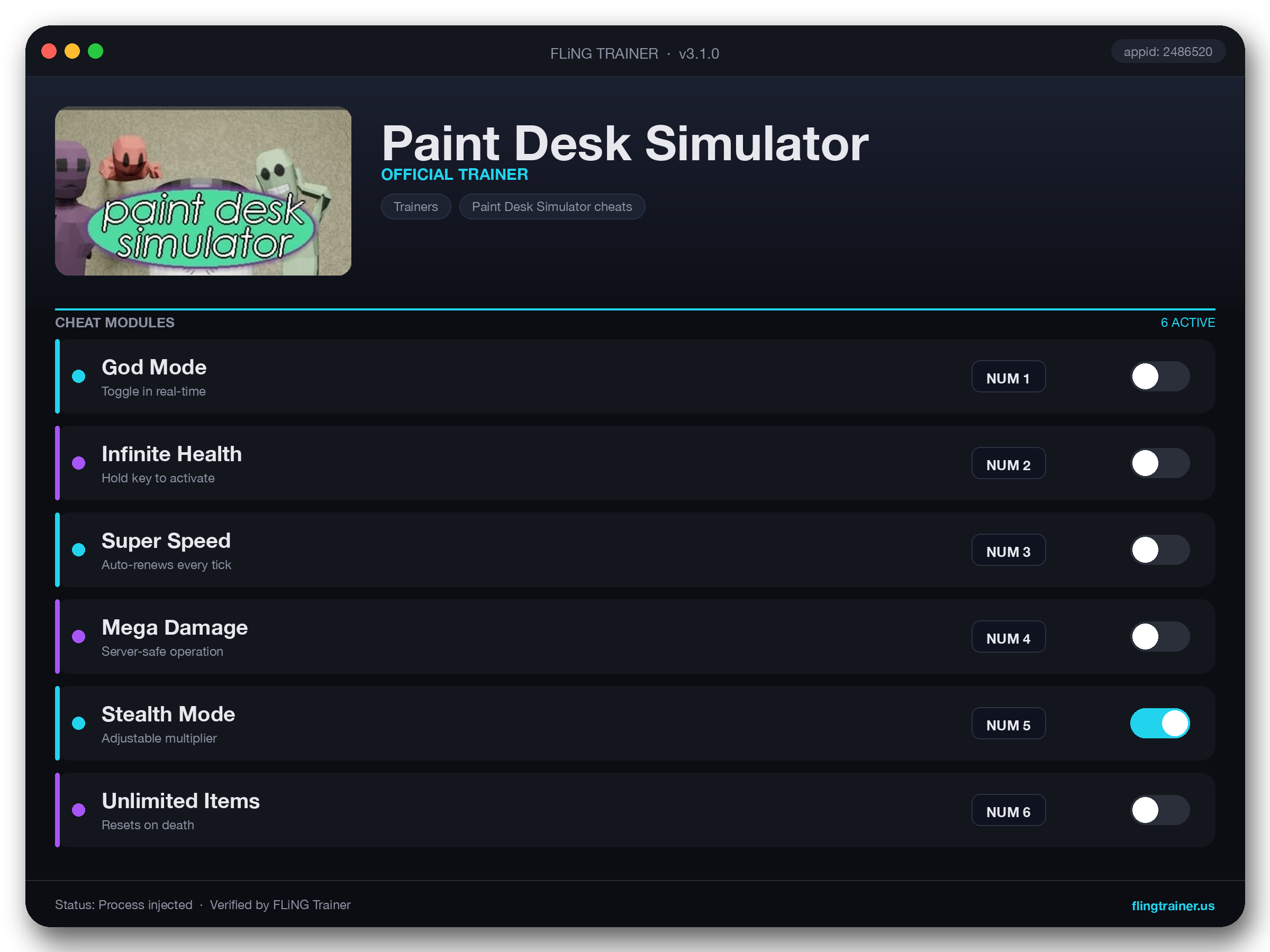Paint Desk Simulator Trainer interface