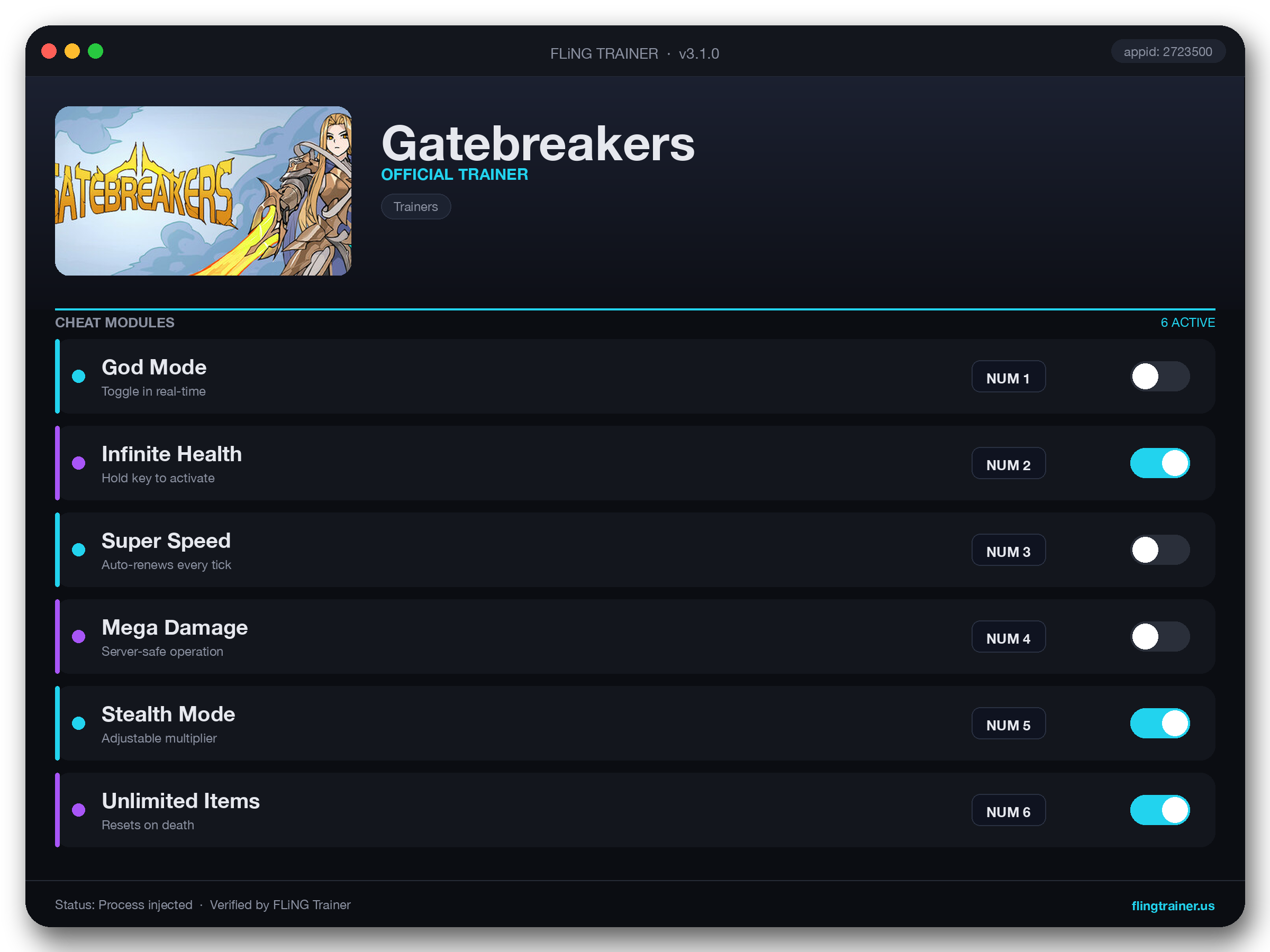Gatebreakers Trainer interface