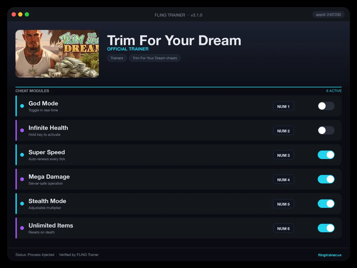 Trim For Your Dream Trainer interface