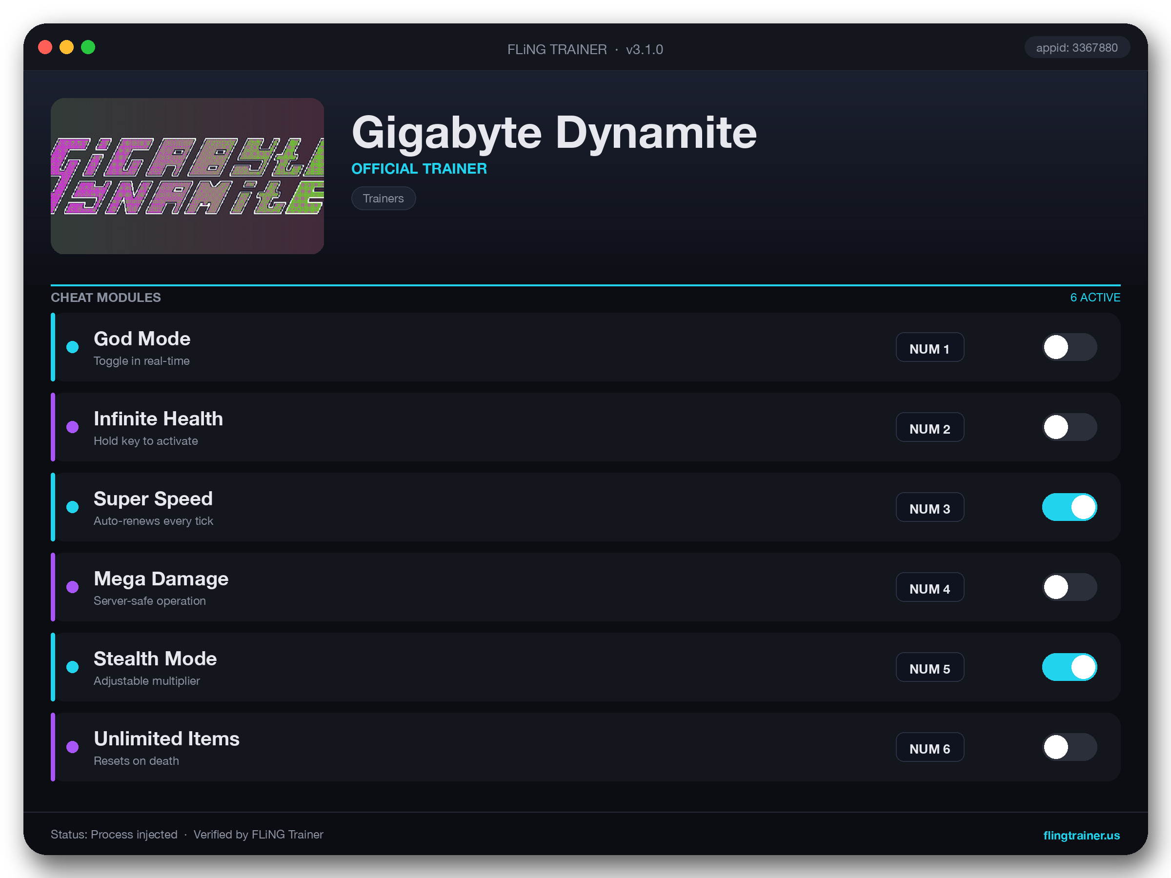 Gigabyte Dynamite Trainer interface