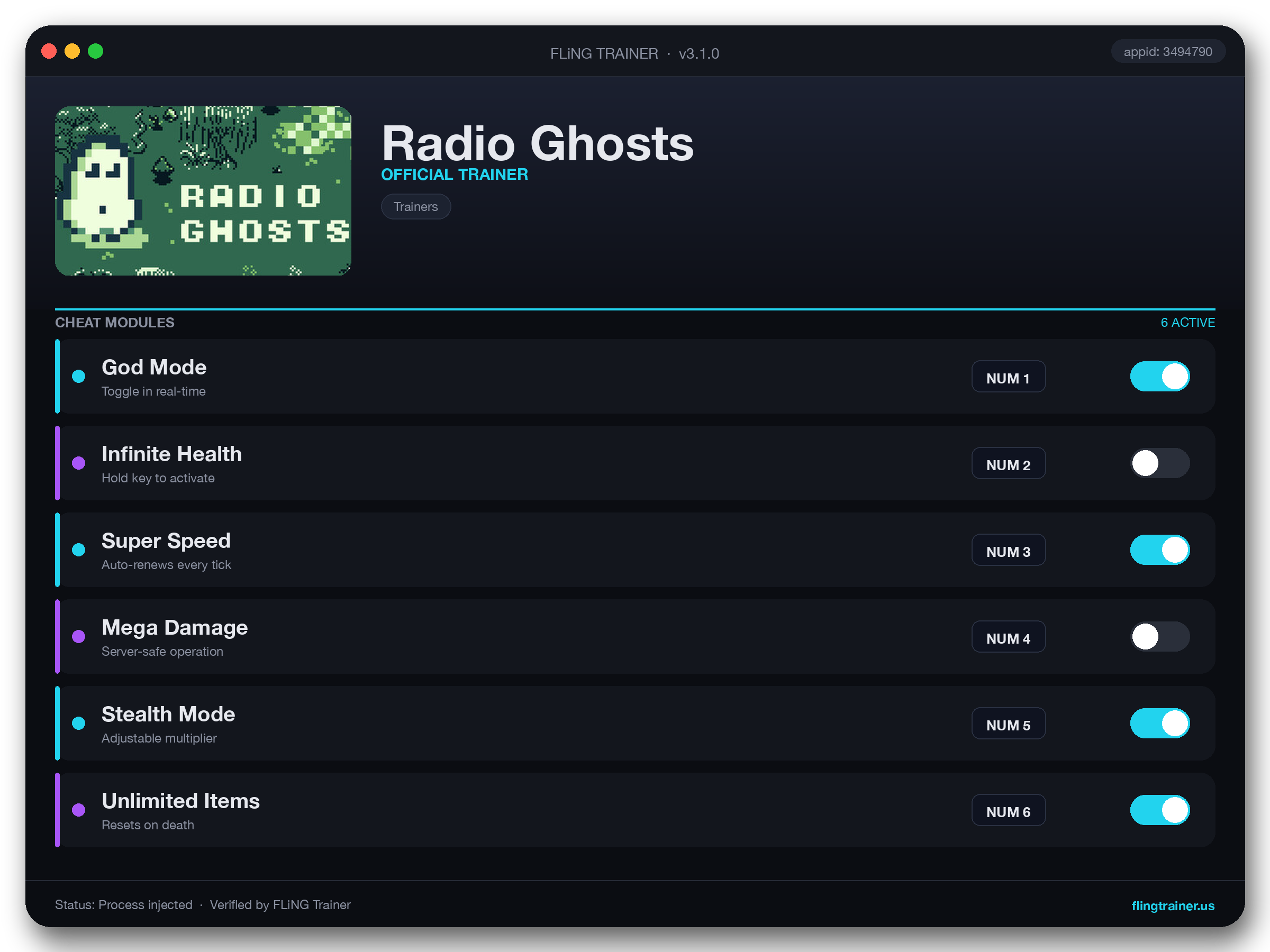Radio Ghosts Trainer interface