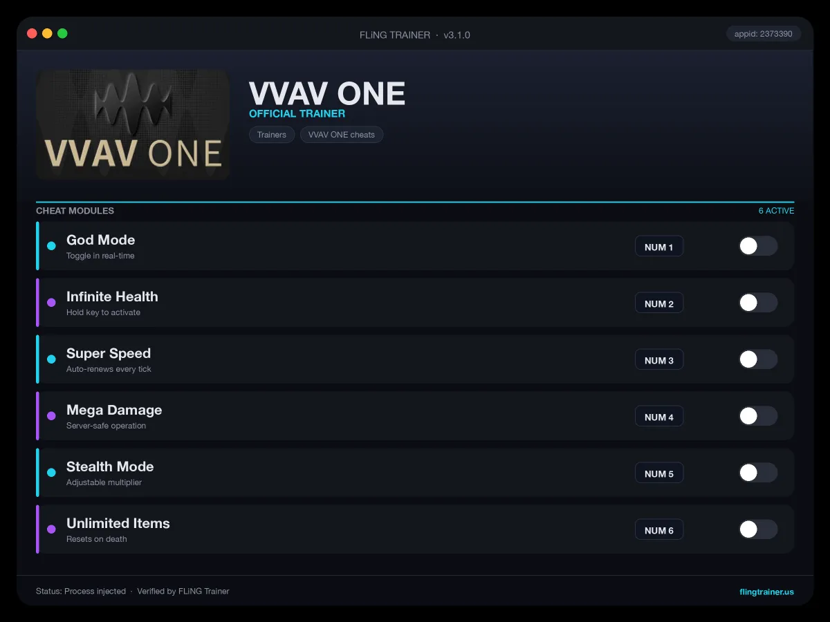 VVAV ONE Trainer interface