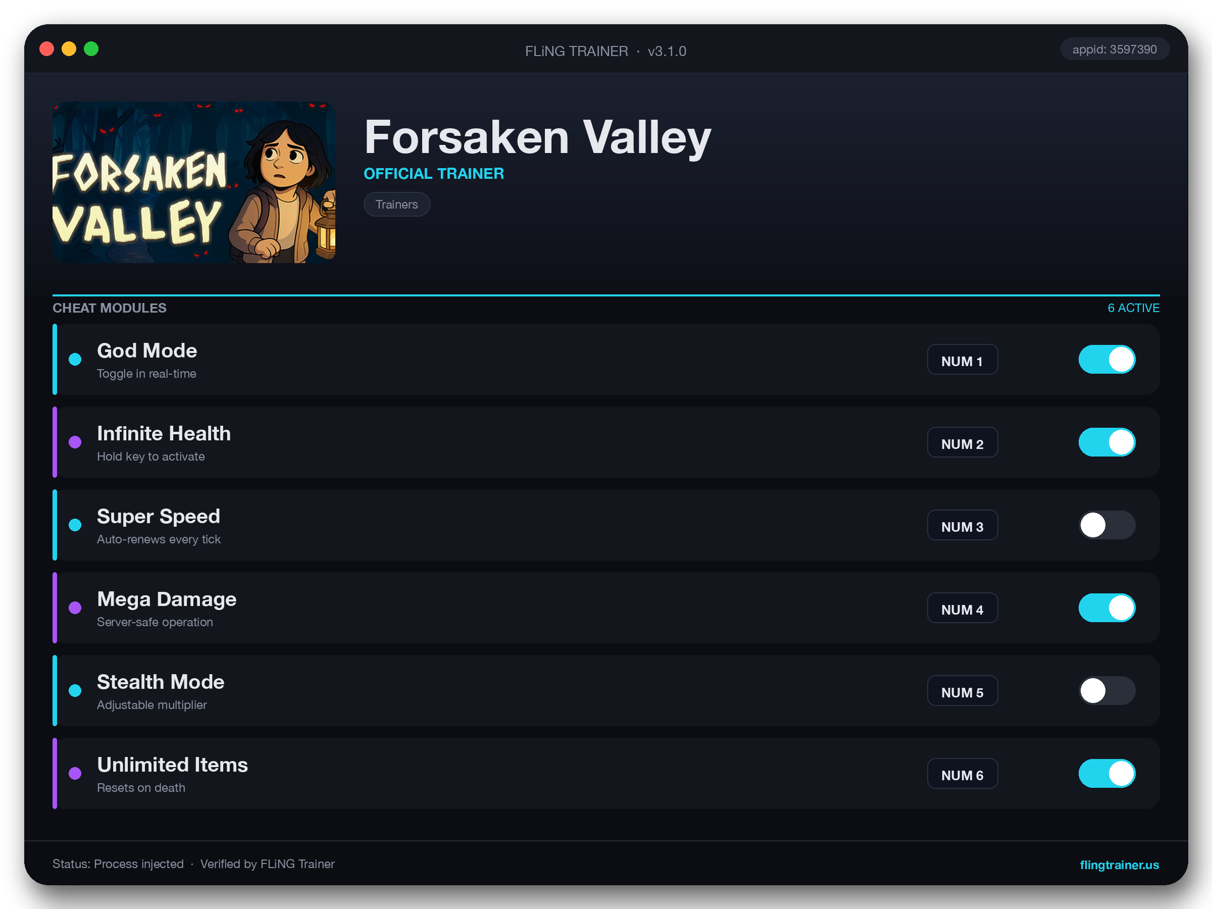 Forsaken Valley Trainer interface