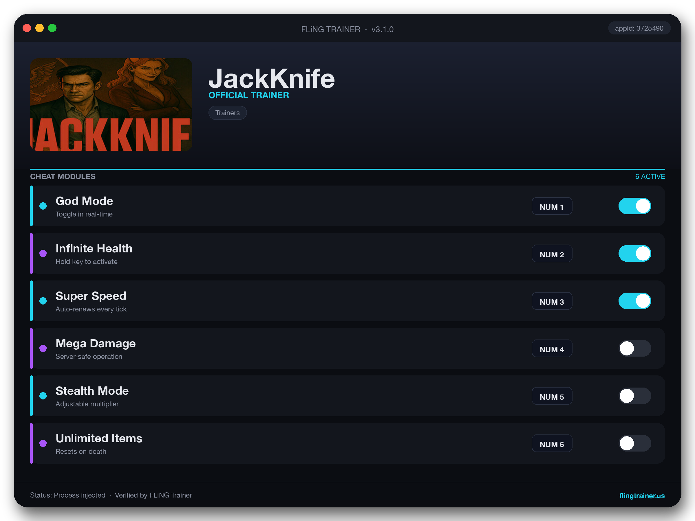 JackKnife Trainer interface
