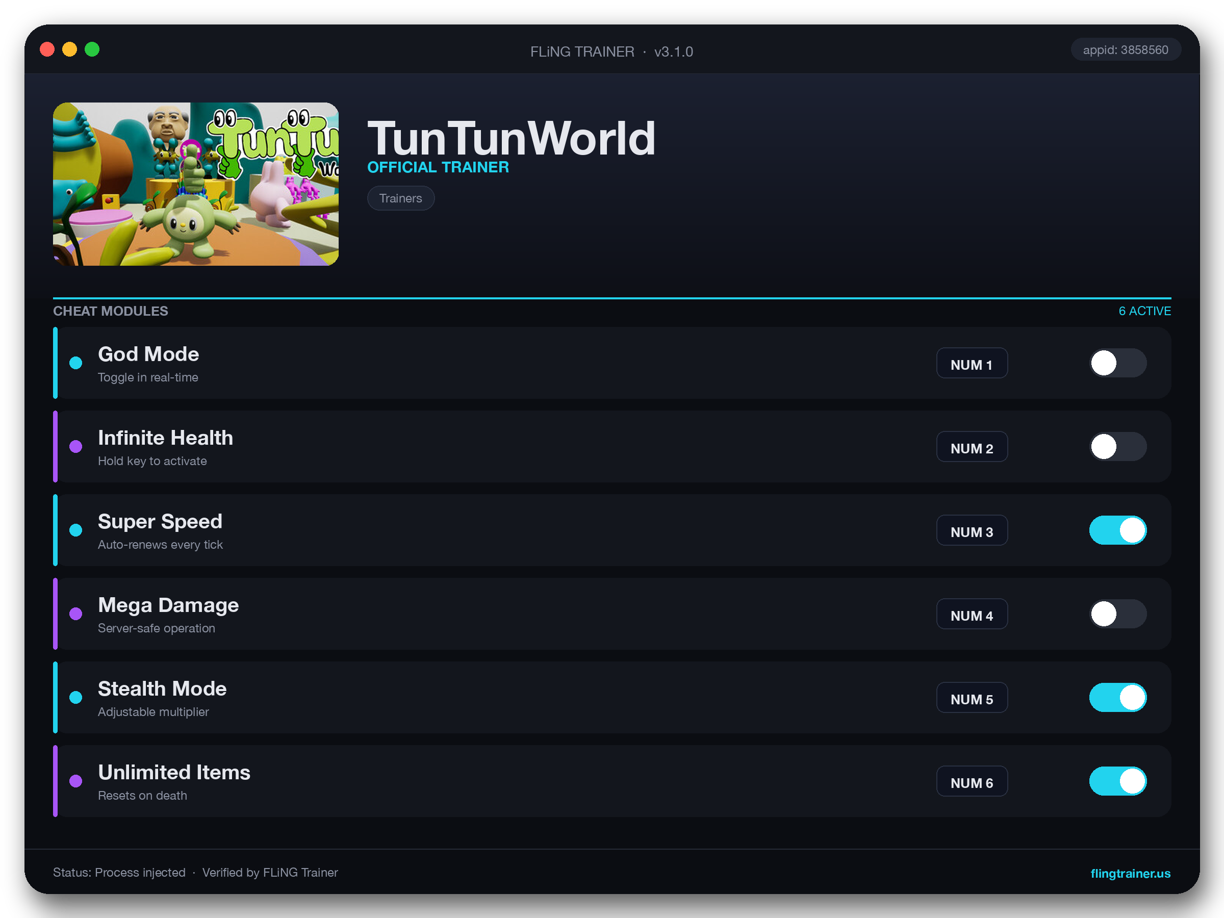 TunTunWorld Trainer interface