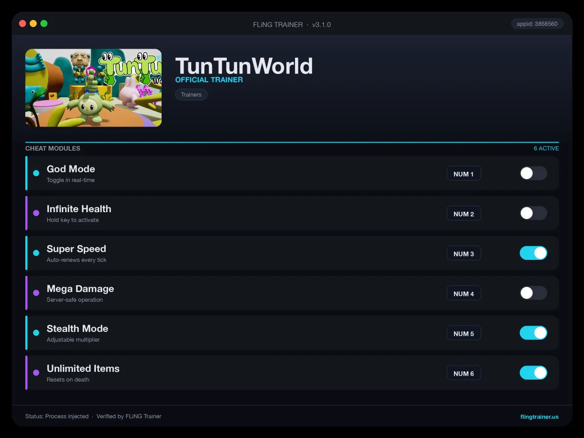 TunTunWorld Trainer interface