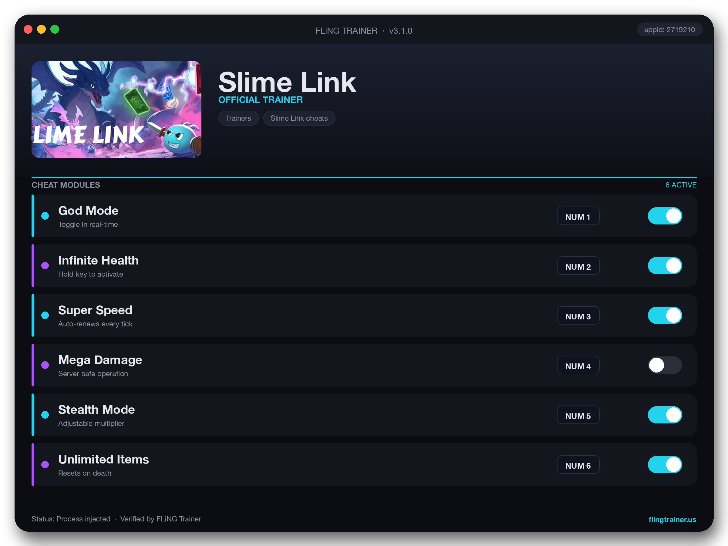 Slime Link Trainer interface