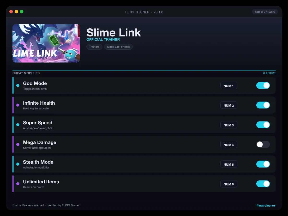 Slime Link Trainer interface