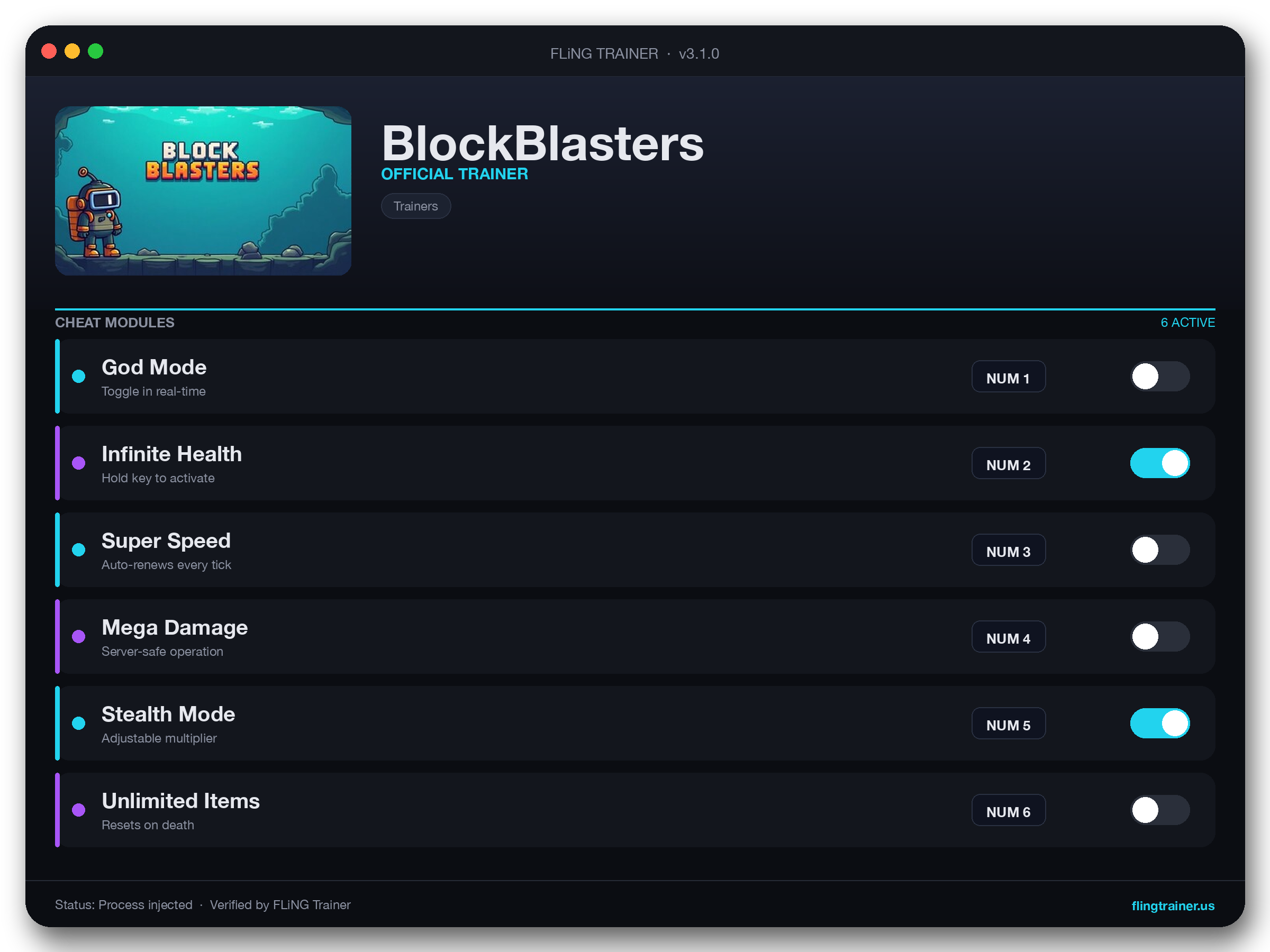 BlockBlasters Trainer interface