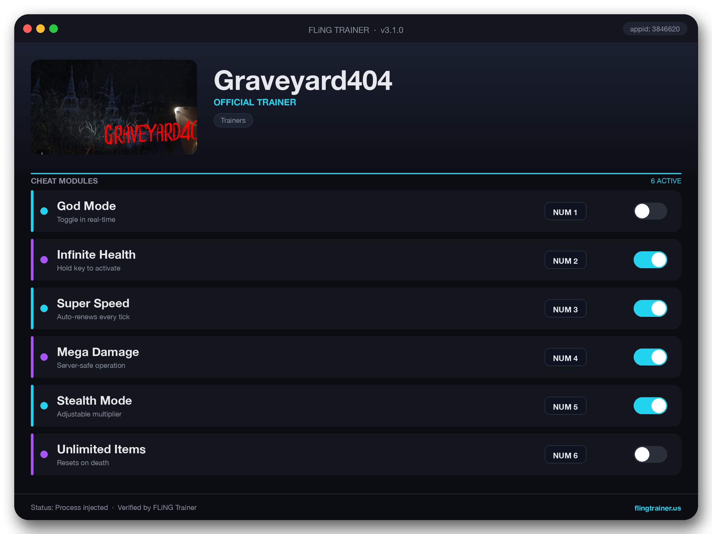 Graveyard404 Trainer interface