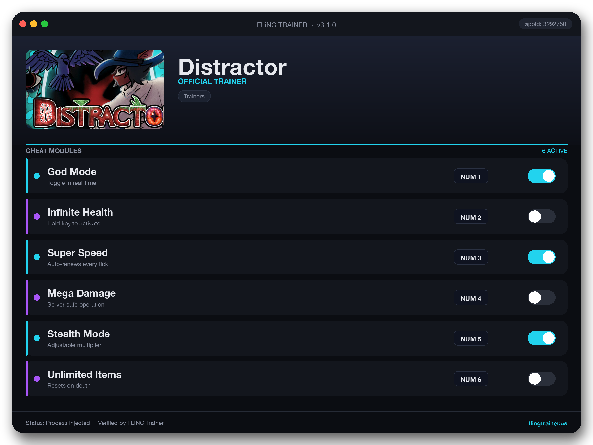 Distractor Trainer interface