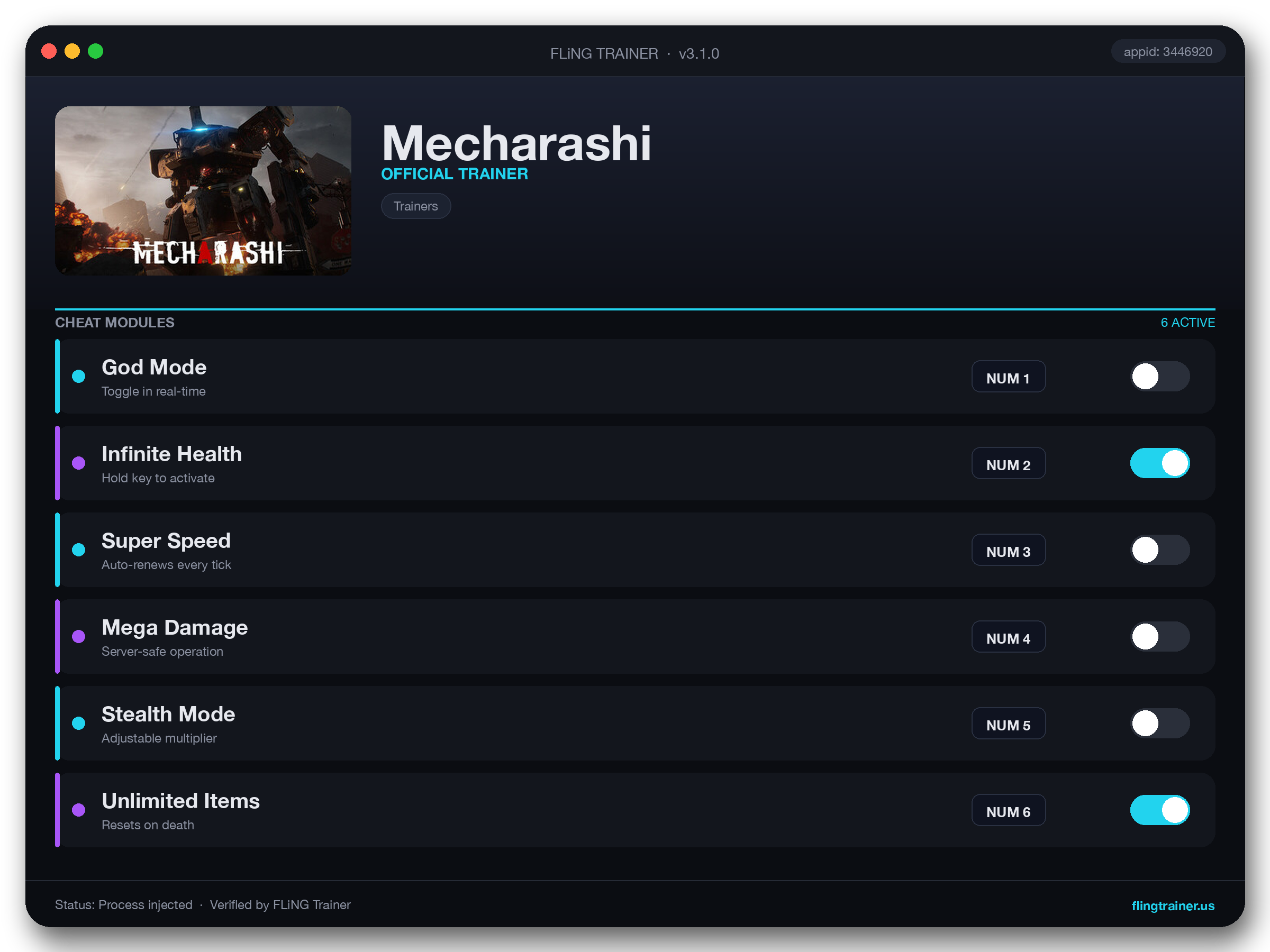 Mecharashi Trainer interface