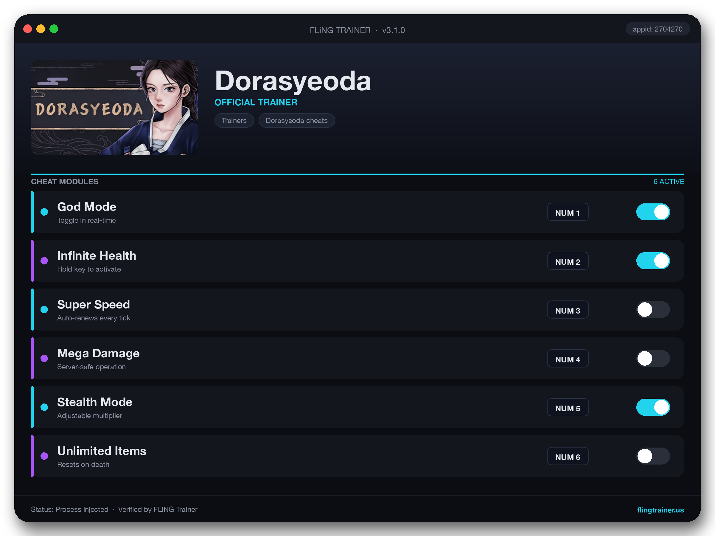 Dorasyeoda Trainer interface