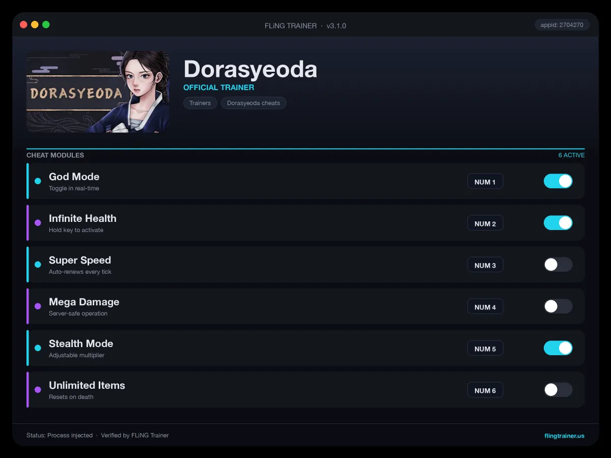 Dorasyeoda Trainer interface