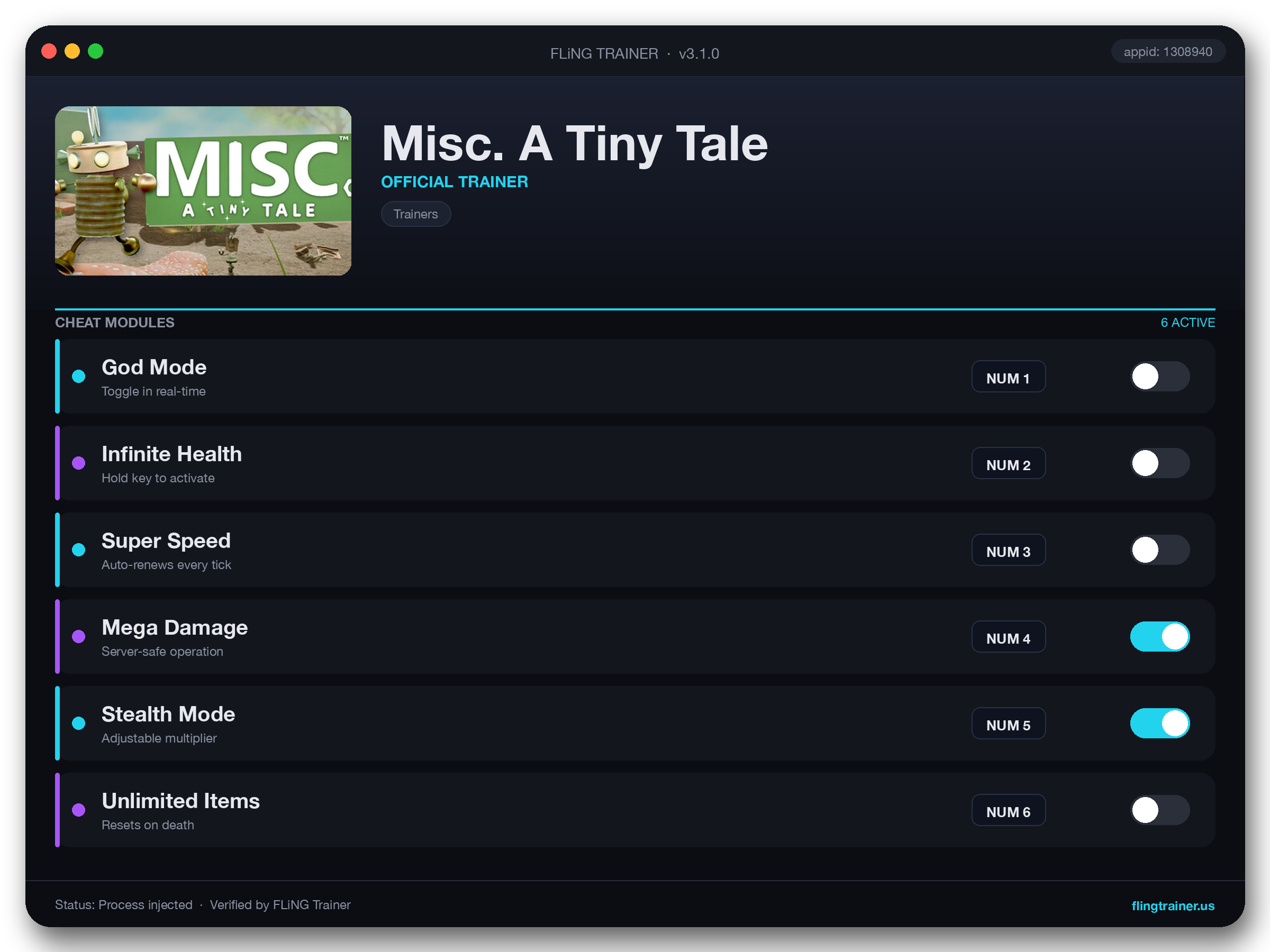 Misc. A Tiny Tale Trainer interface
