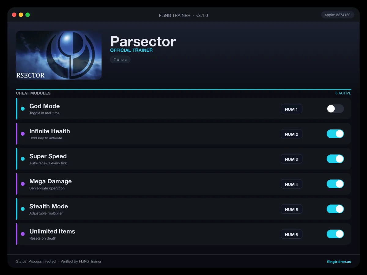Parsector Trainer interface