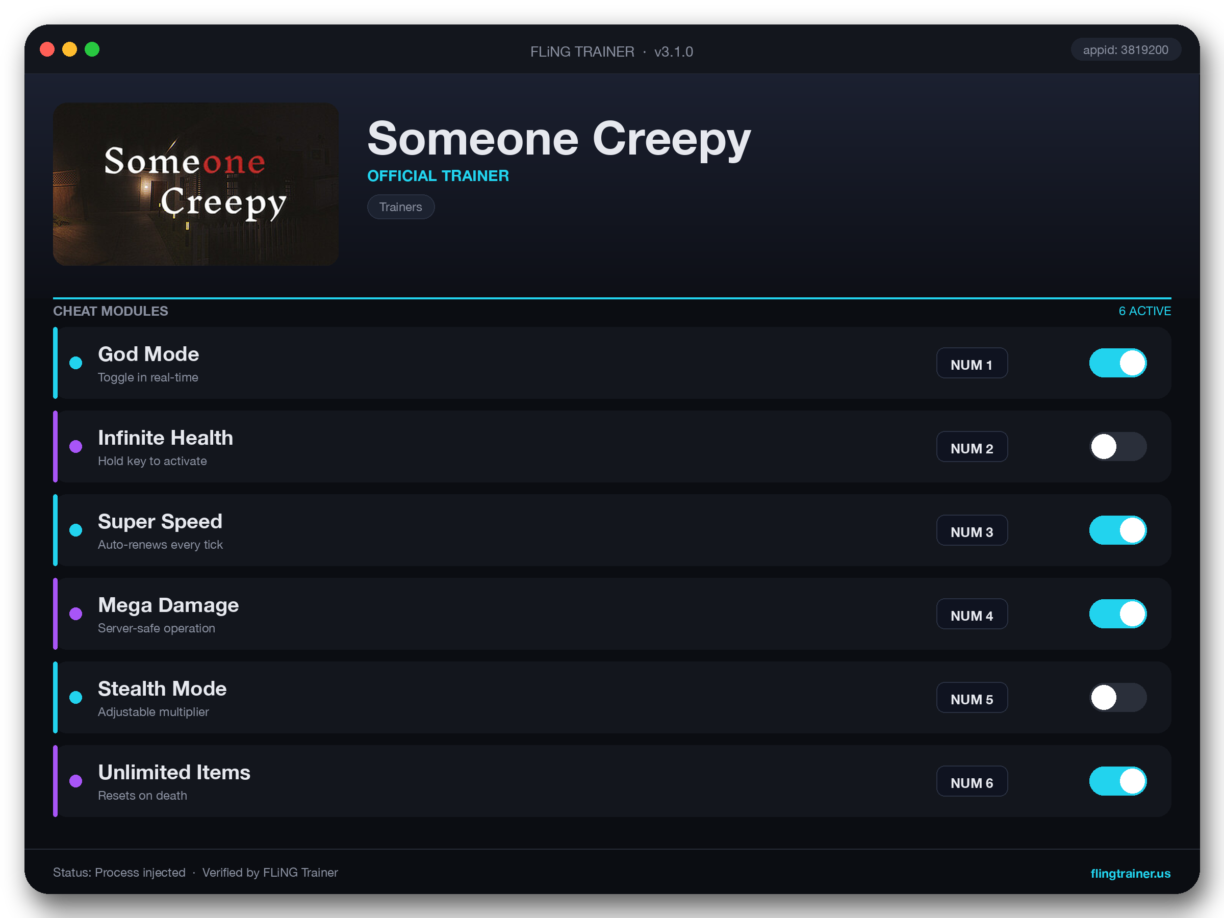 Someone Creepy Trainer interface