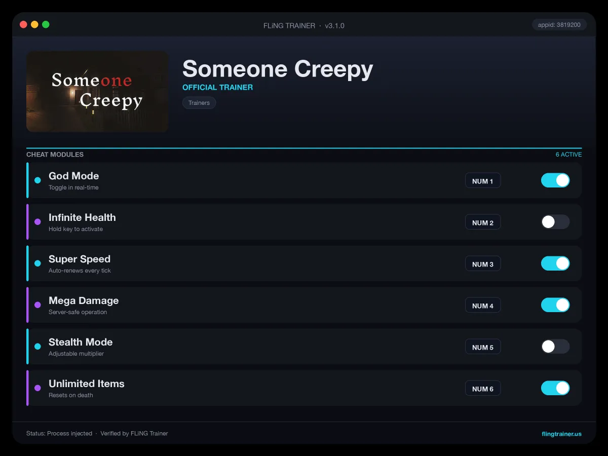 Someone Creepy Trainer interface