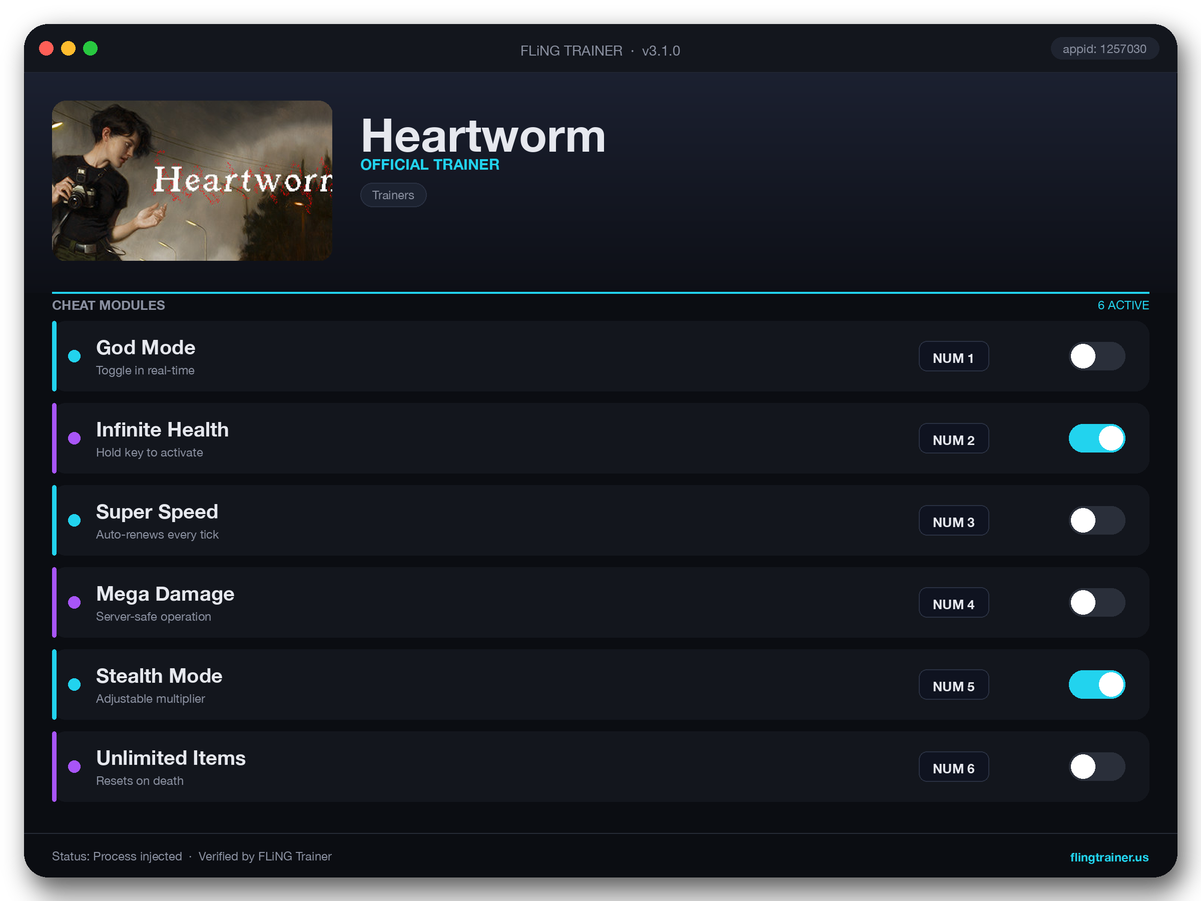 Heartworm Trainer interface