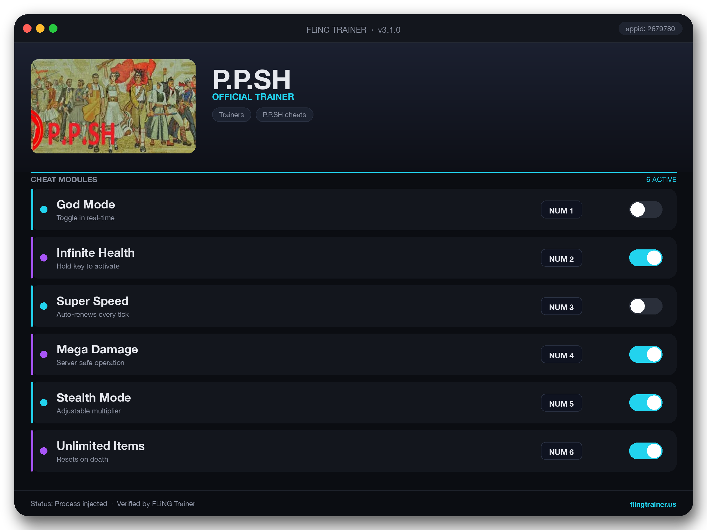 P.P.SH Trainer interface