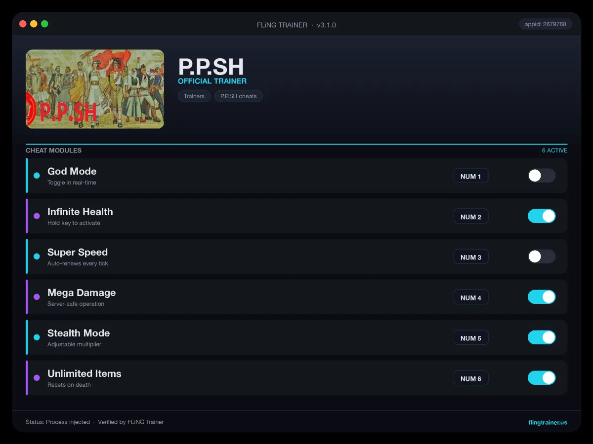 P.P.SH Trainer interface