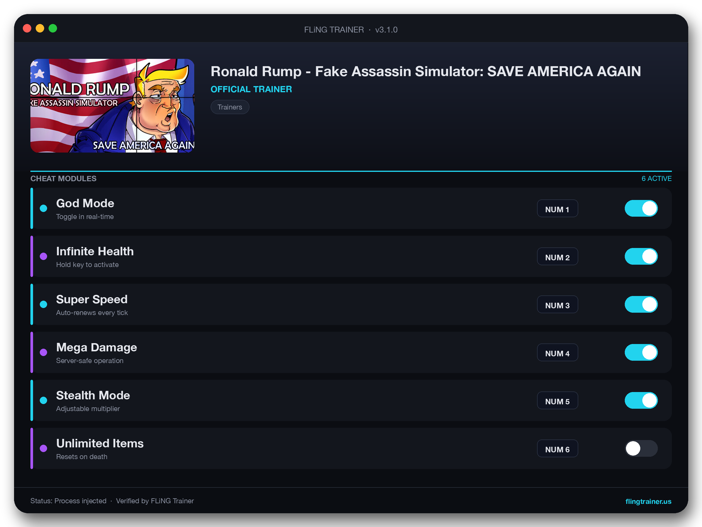Ronald Rump - Fake Assassin Simulator: SAVE AMERICA AGAIN Trainer interface