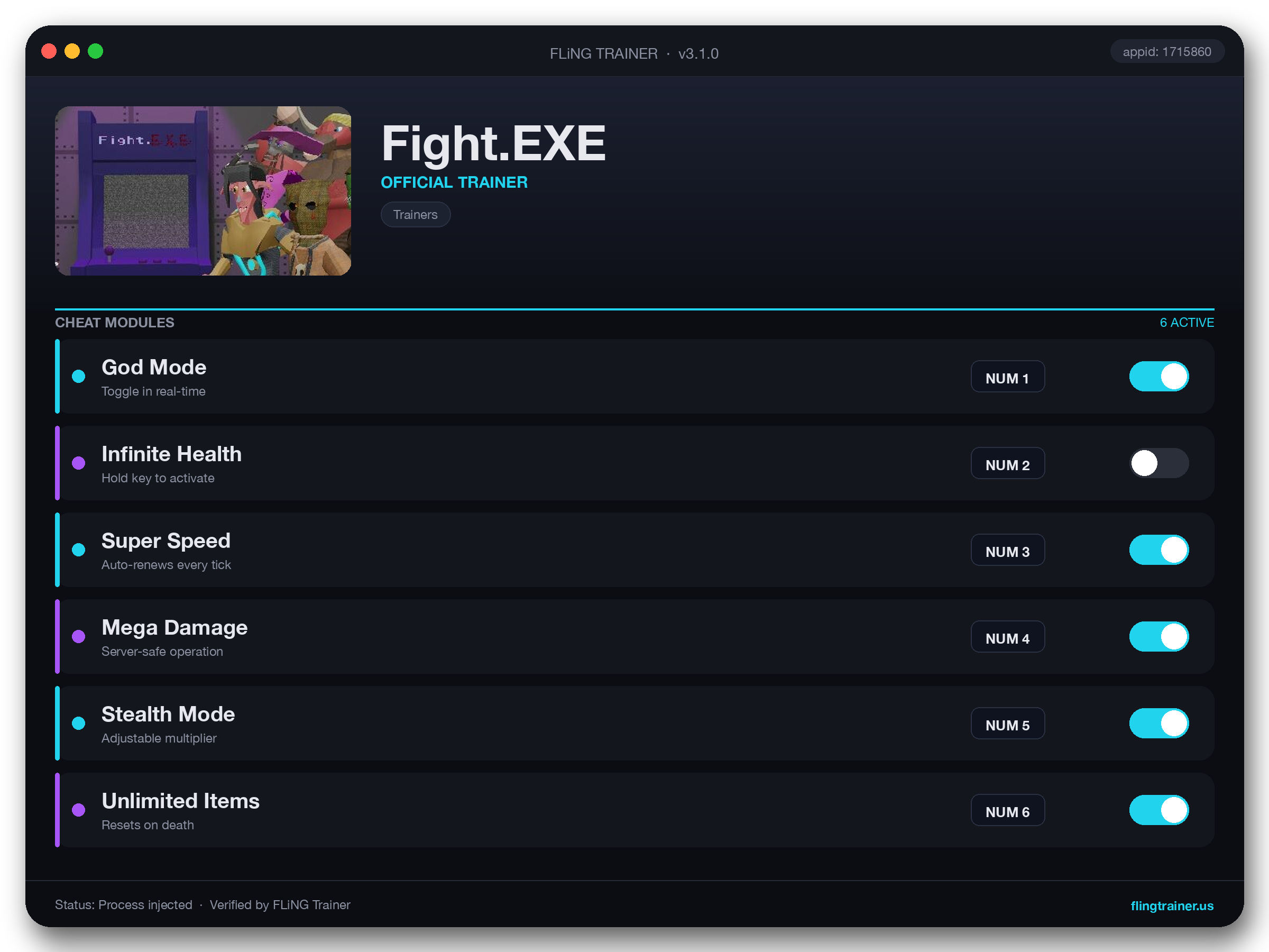 Fight.EXE Trainer interface