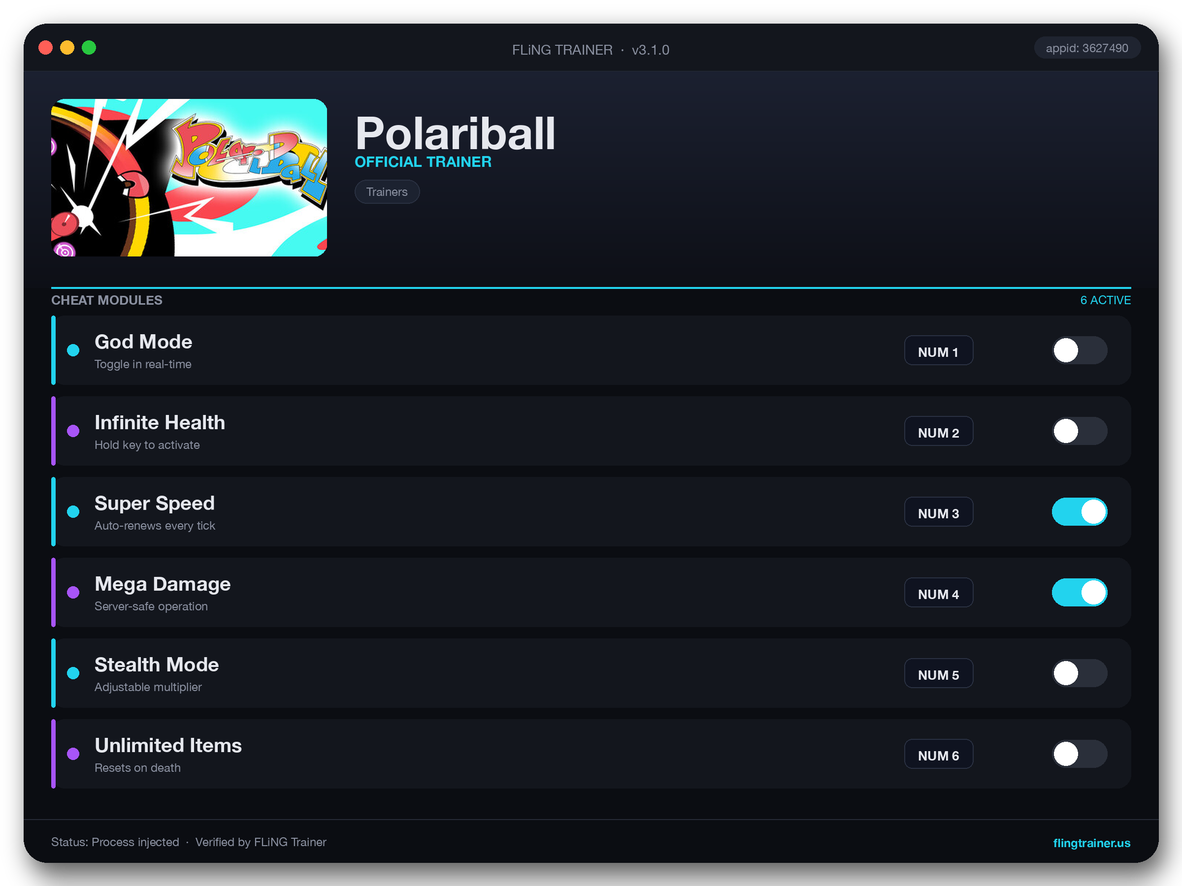 Polariball Trainer interface