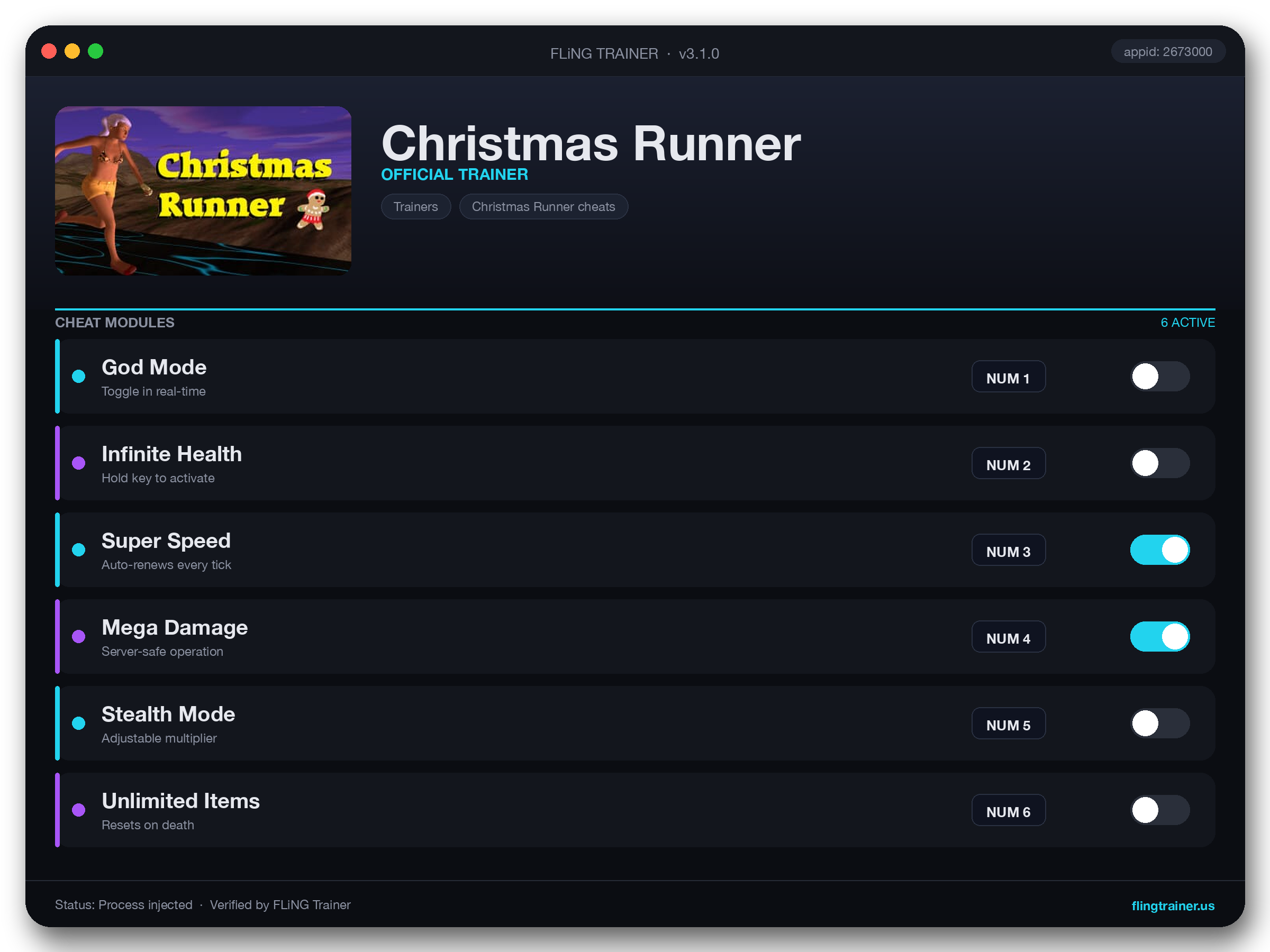 Christmas Runner Trainer interface