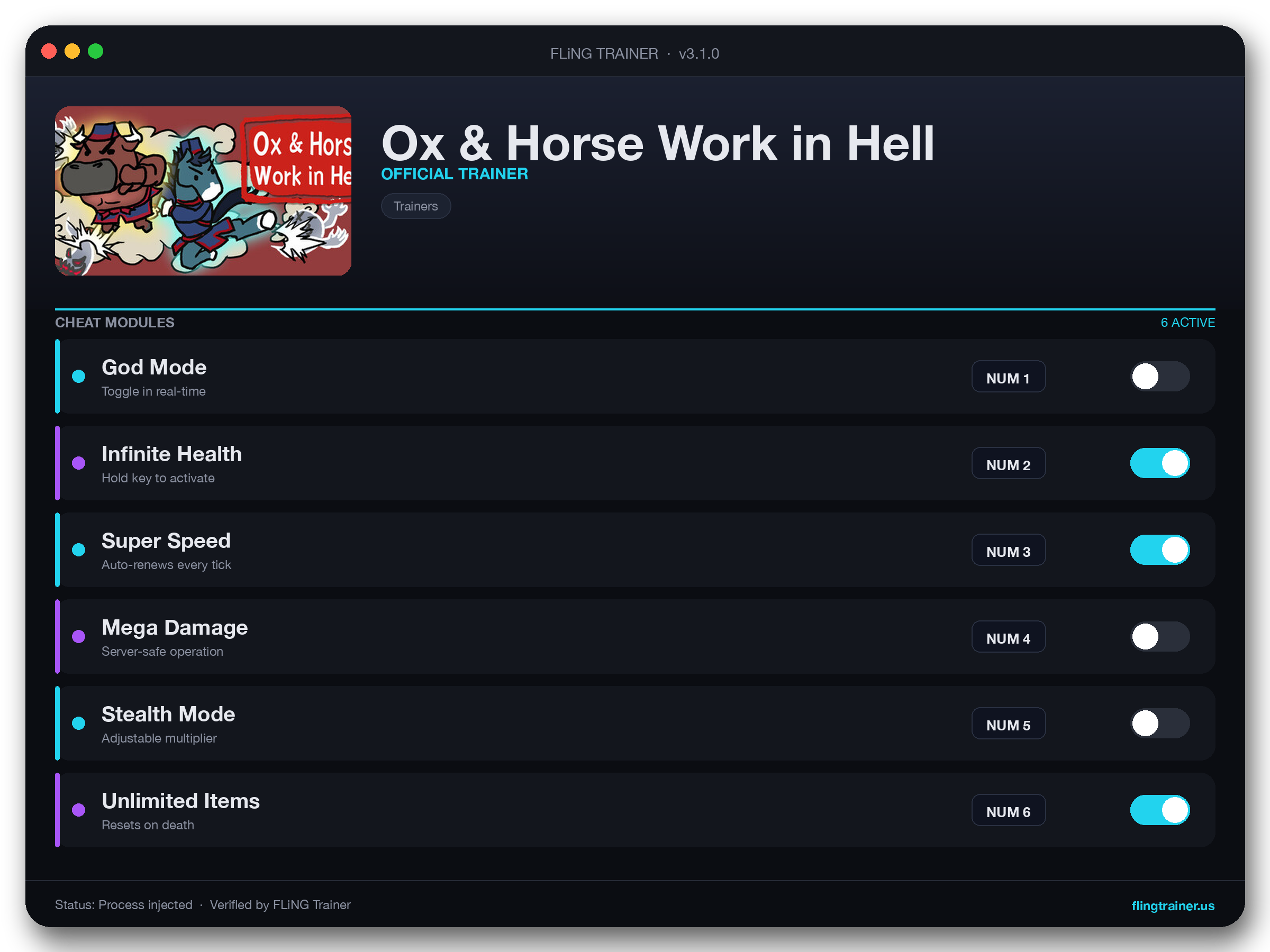 Ox & Horse Work in Hell Trainer interface