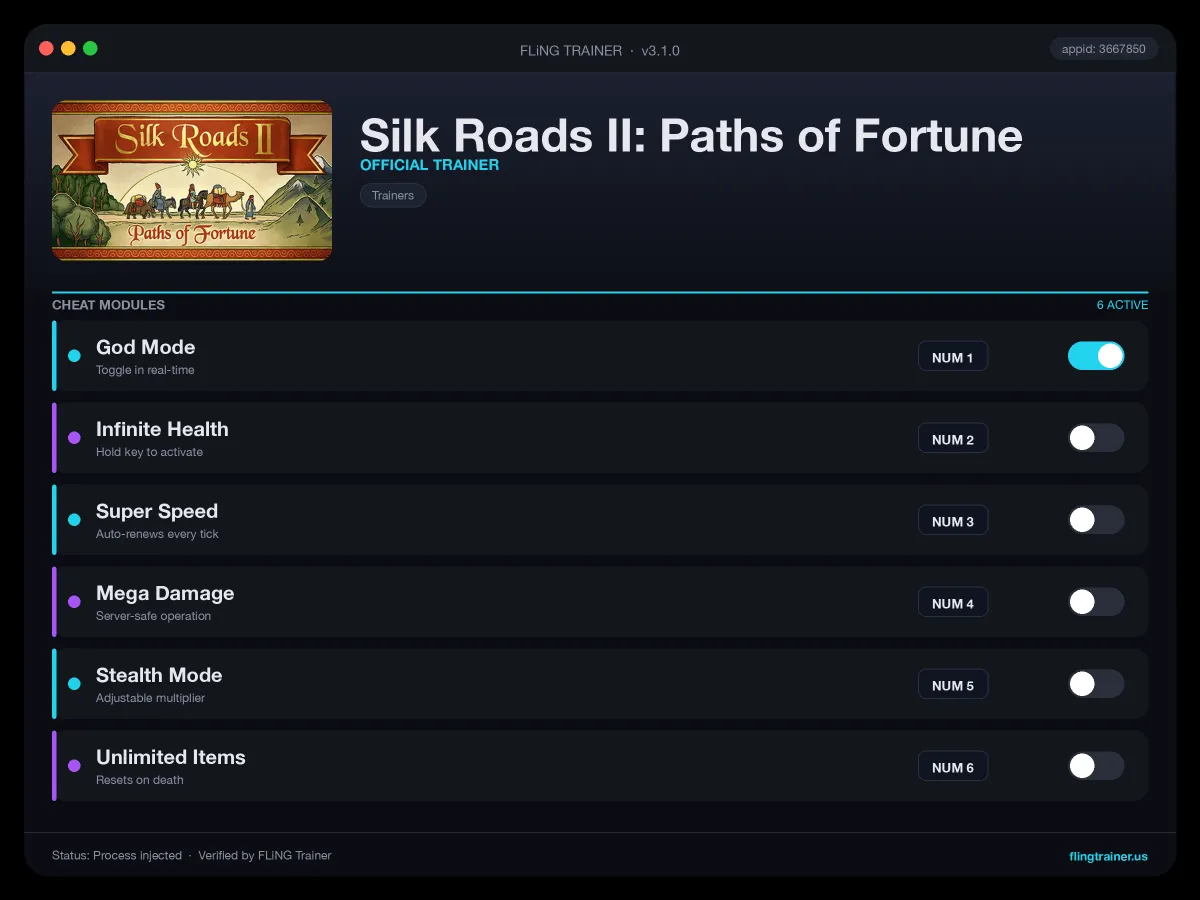 Silk Roads II: Paths of Fortune Trainer interface