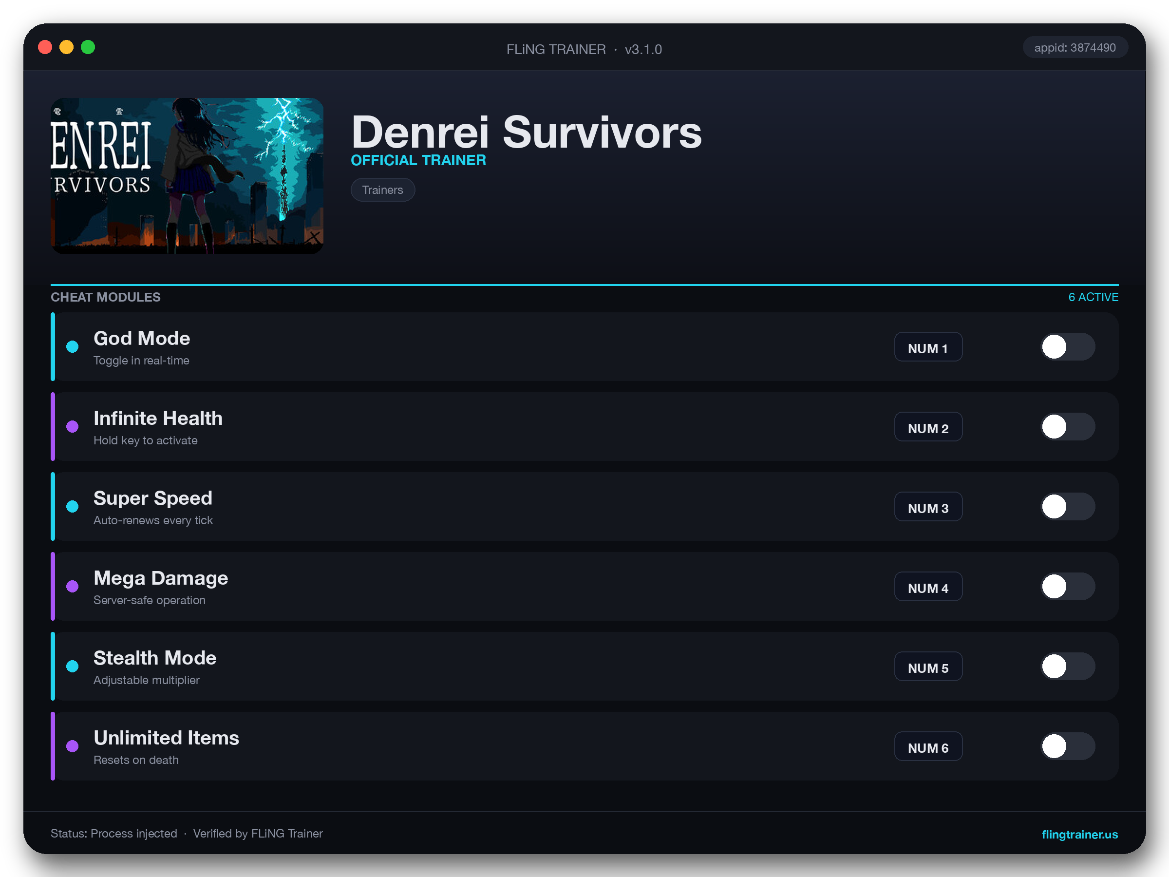 Denrei Survivors Trainer interface